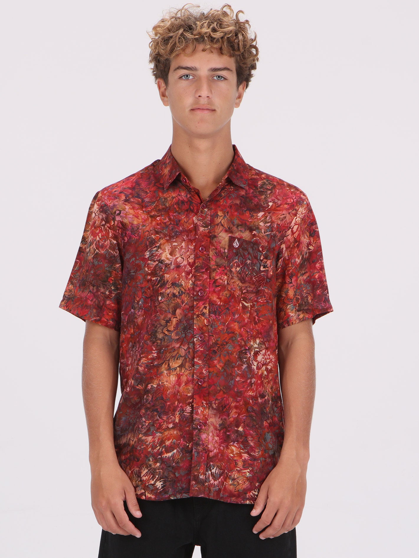 Volcom Batik Short Sleeve Shirt - Oxblood Red