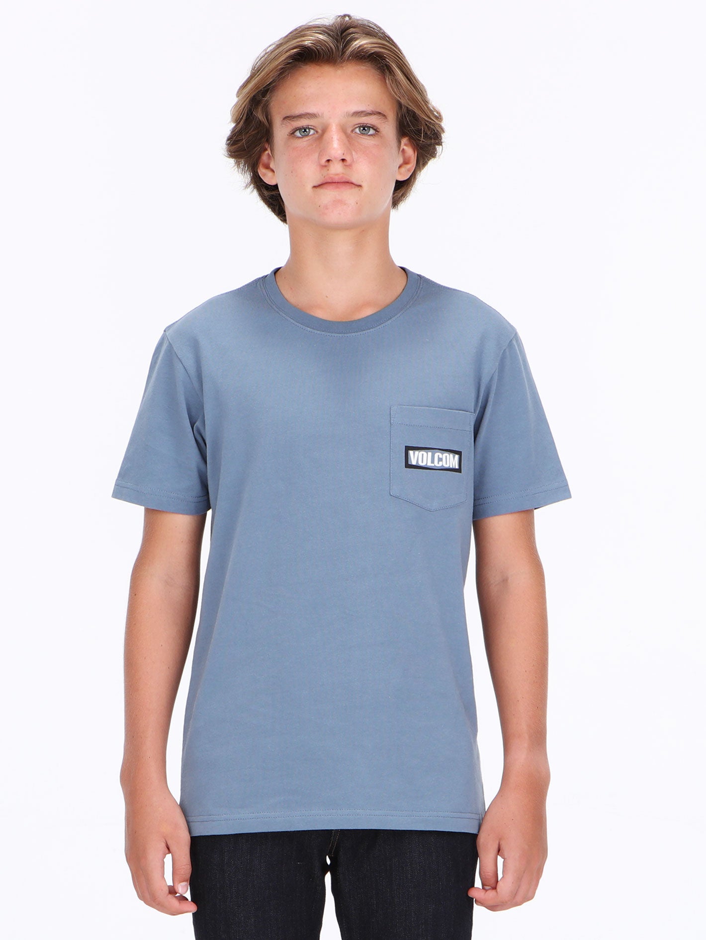 Volcom Big Boys Warning Pocket Tee - Blue Wash
