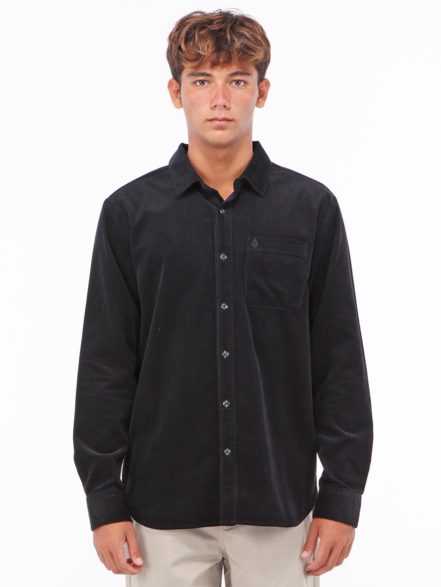 Volcom Zander Cord Long Sleeve Shirt - Black Combo