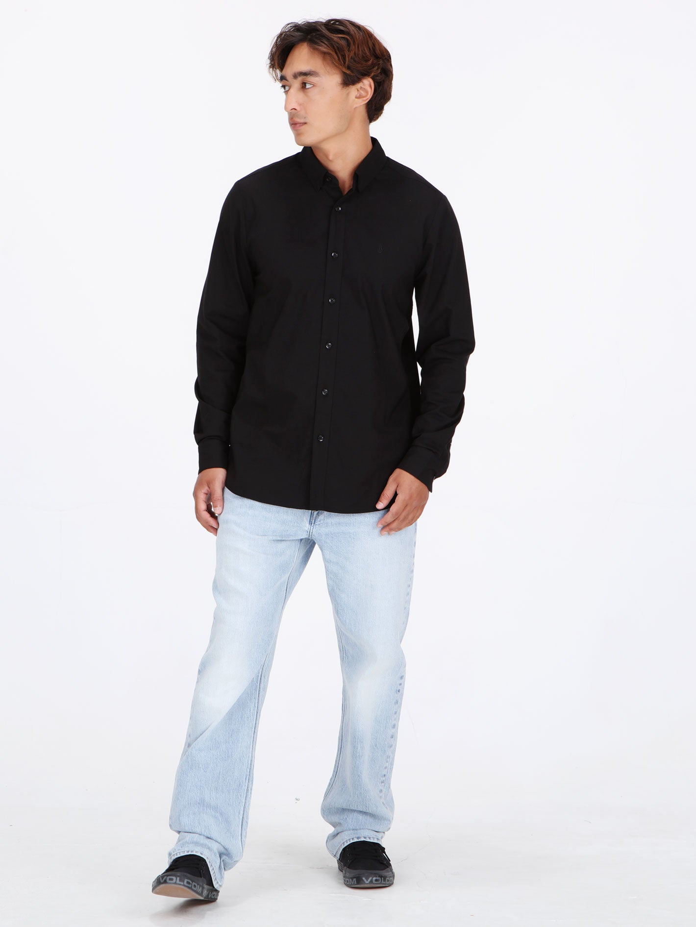 Volcom Oxford Stretch Long Sleeve Shirt - Black