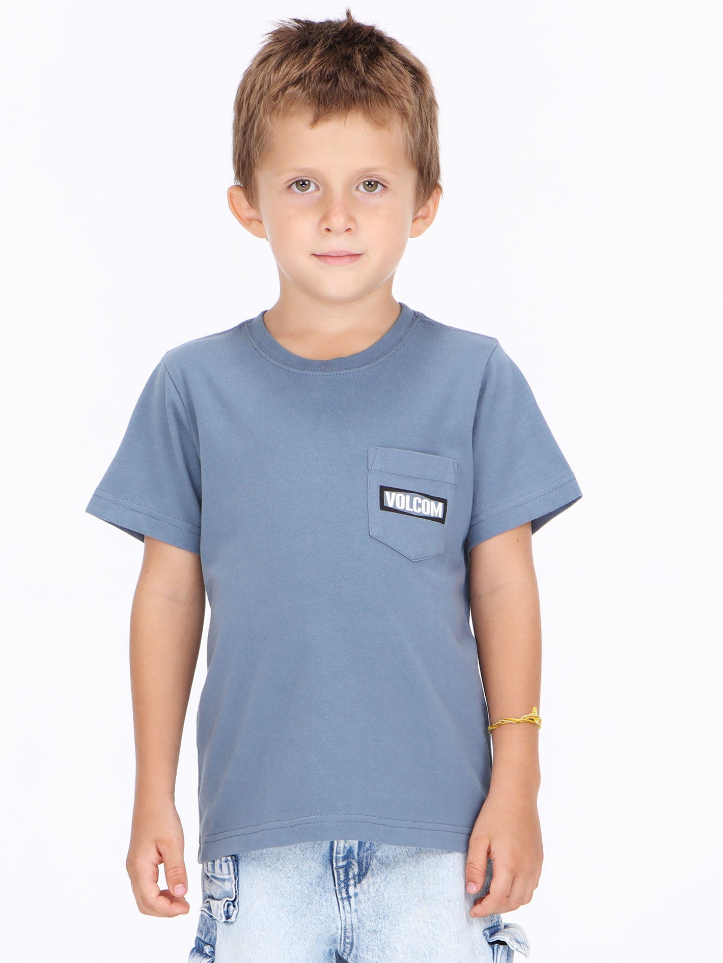 Volcom Little Boys Warning Pocket Tee - Blue Wash