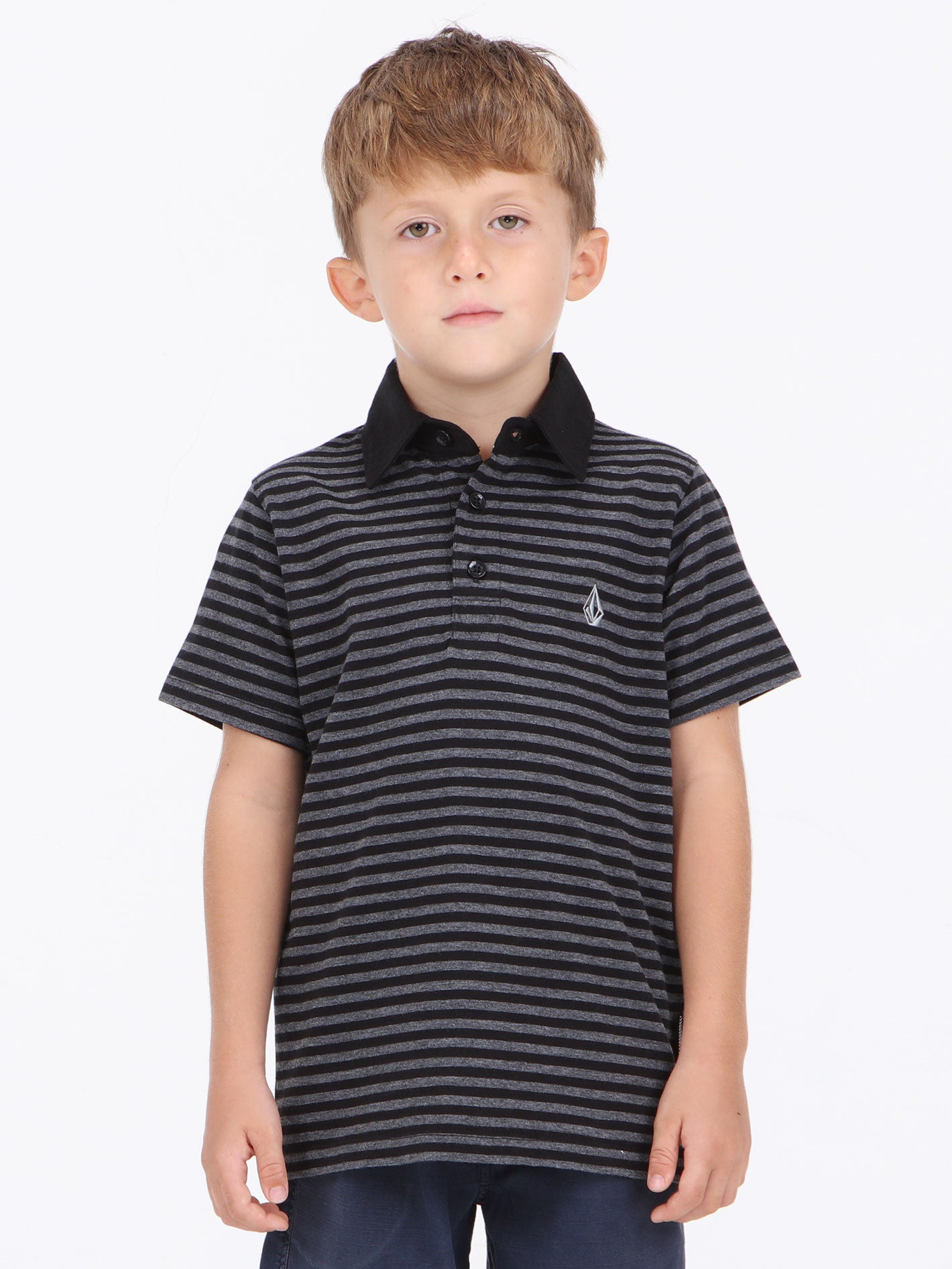 Little Boys Typsy Stripy Polo - Black
