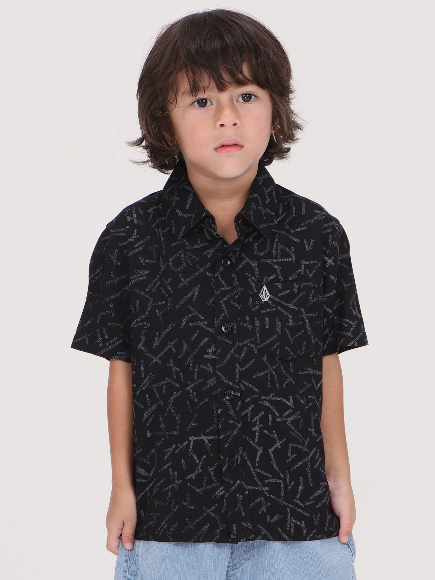 Volcom Little Boys Gusto Short Sleeve  Shirt - Black