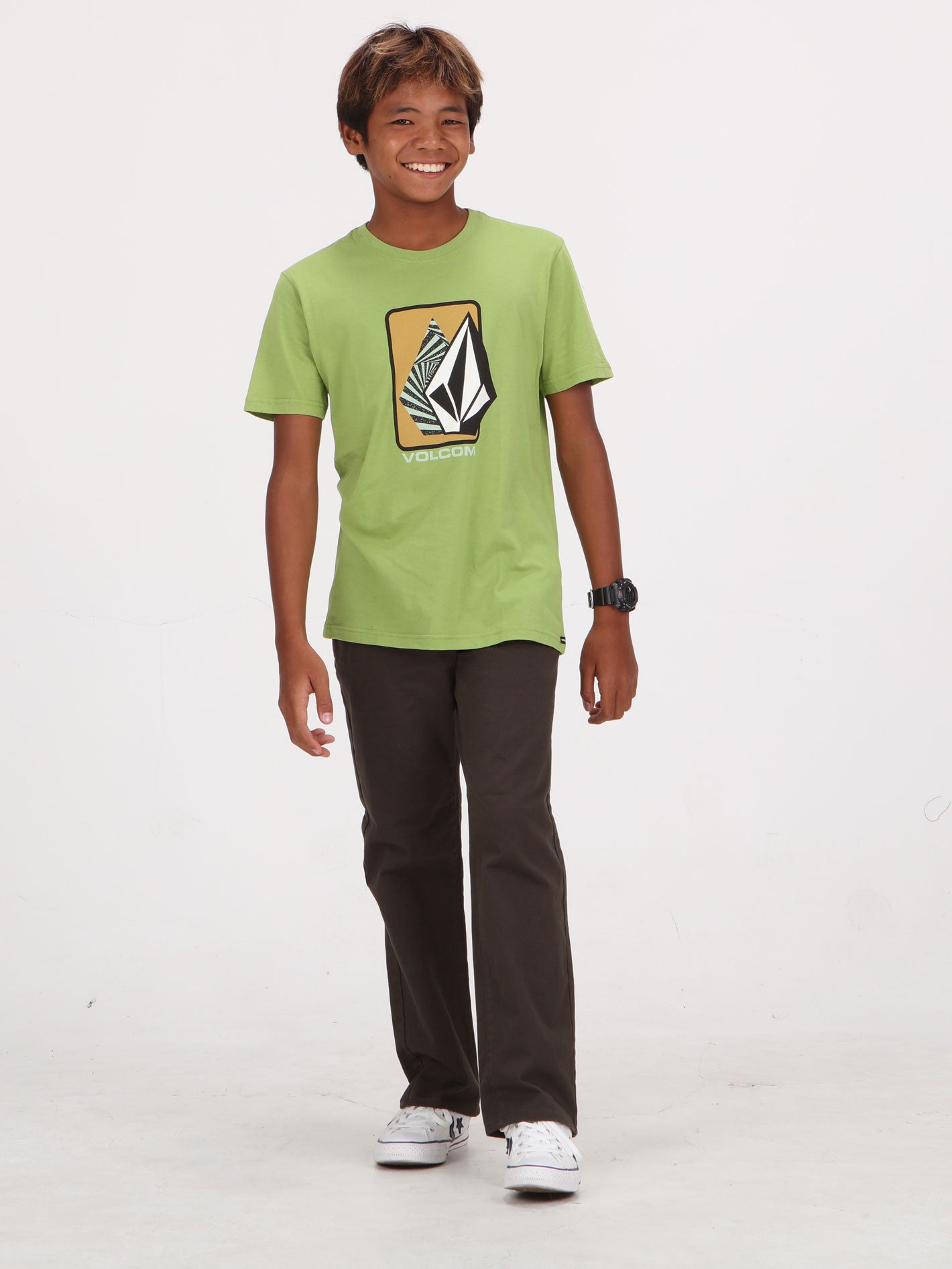 Volcom Big Boys Rampstone Geo Tee - Seaweed Green