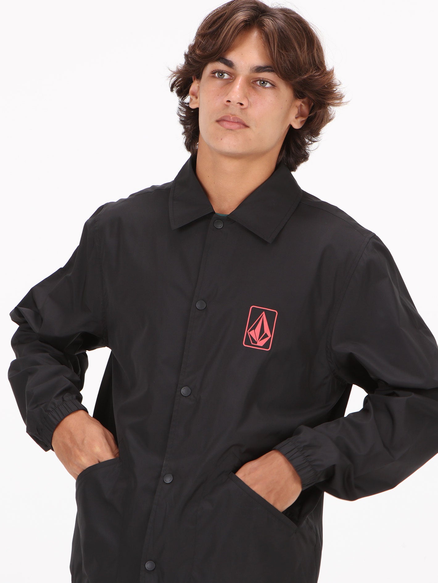 Volcom Skate Vitals Coaches Jacket - Black Red