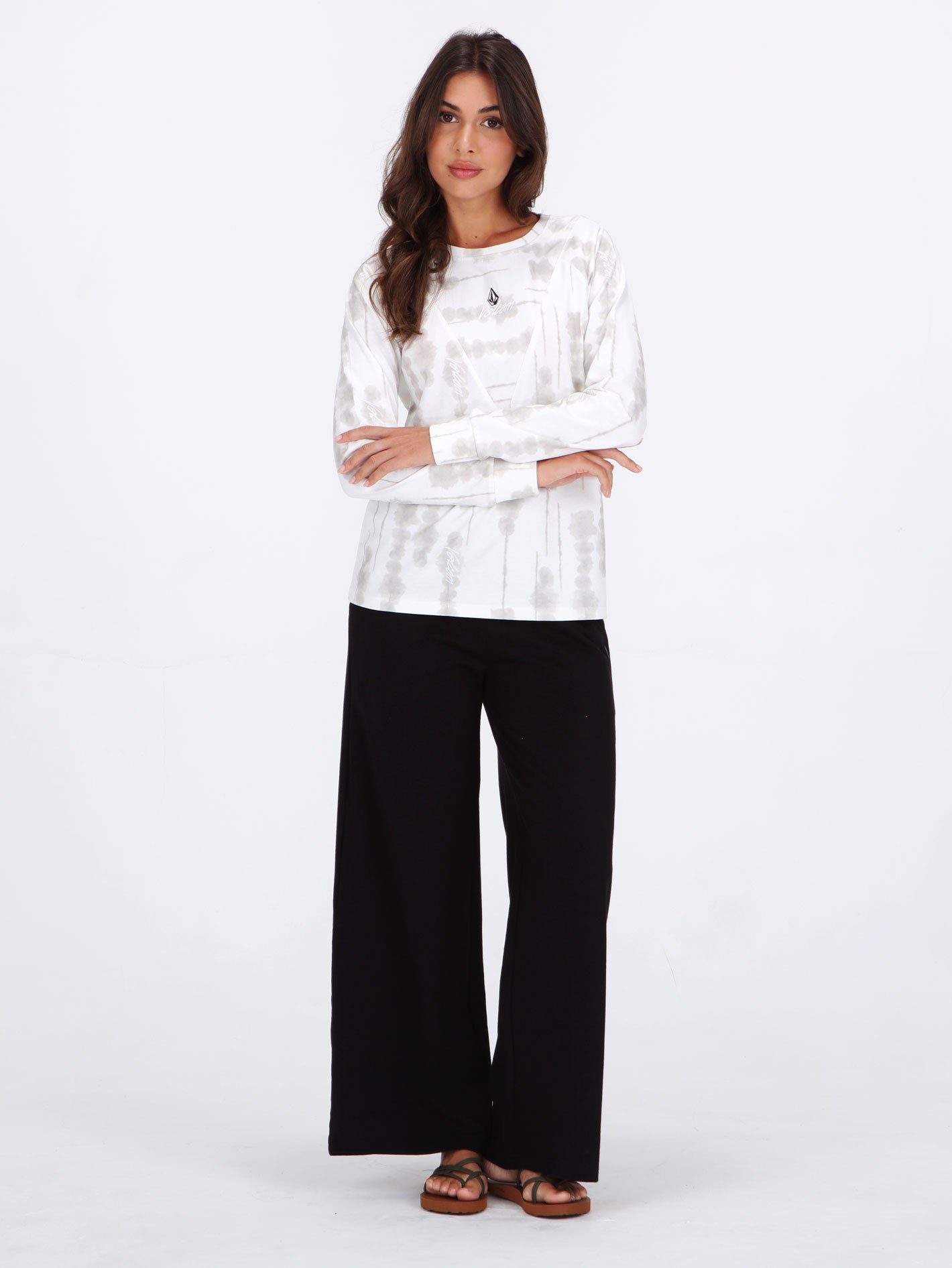 Volcom Take A Nook Long Sleeve Top - White Print
