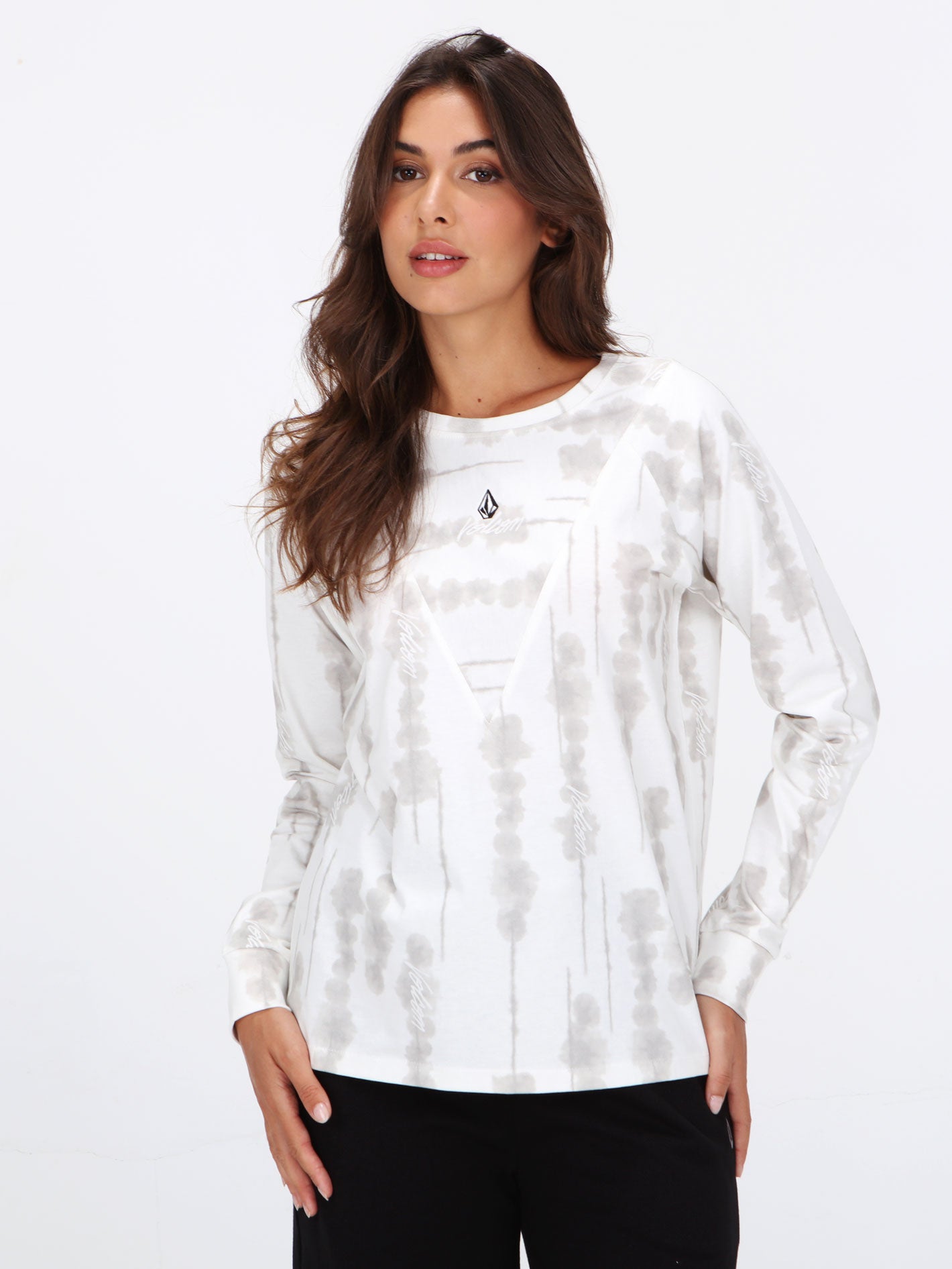 Volcom Take A Nook Long Sleeve Top - White Print
