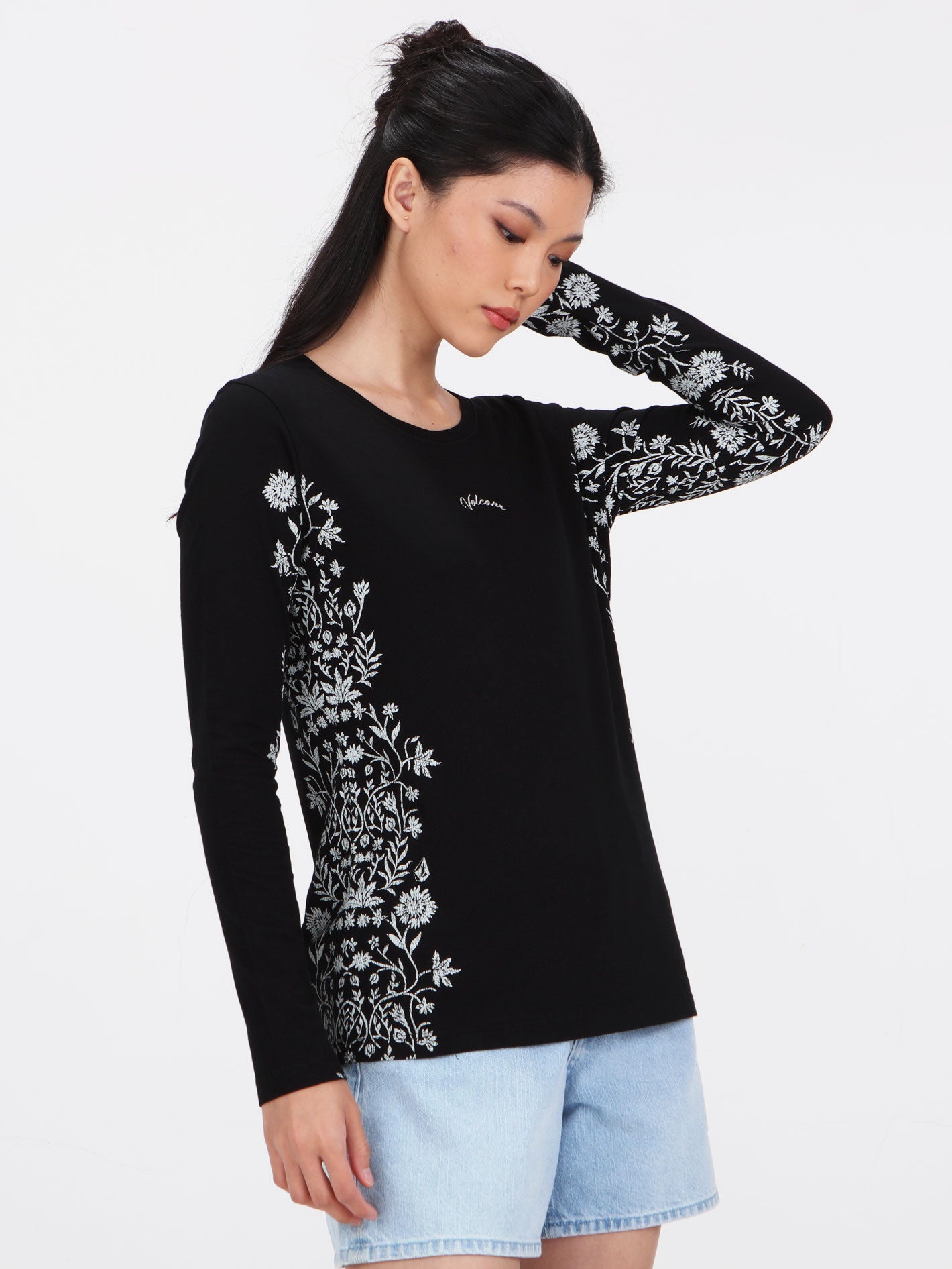 Volcom Floral Bush Long Sleeve Top - Black
