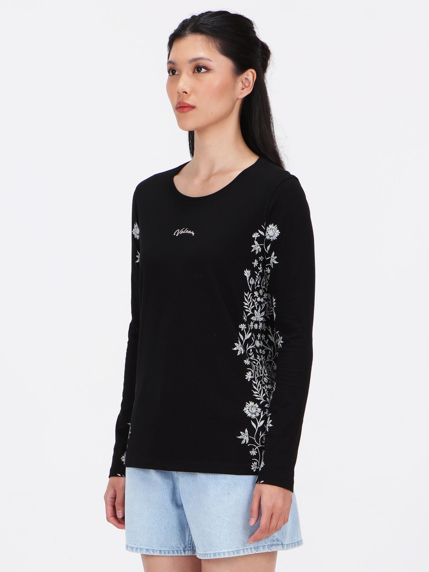 Volcom Floral Bush Long Sleeve Top - Black