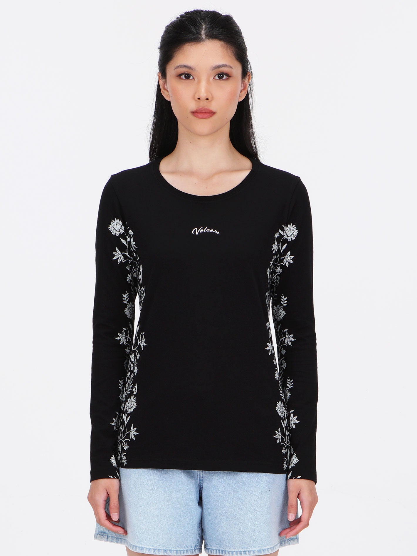 Volcom Floral Bush Long Sleeve Top - Black