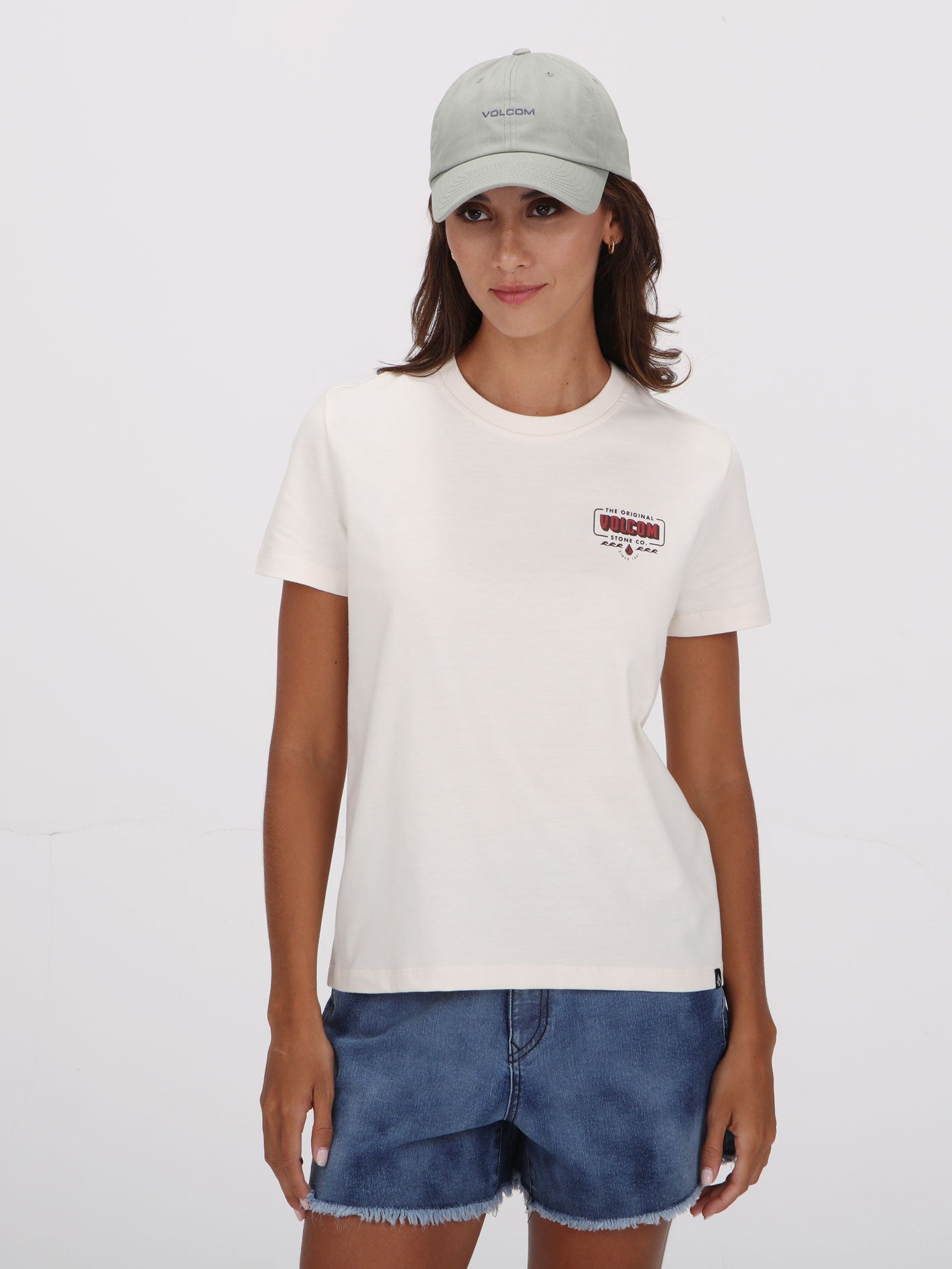 Volcom Lock It Up Tee Top - Bone