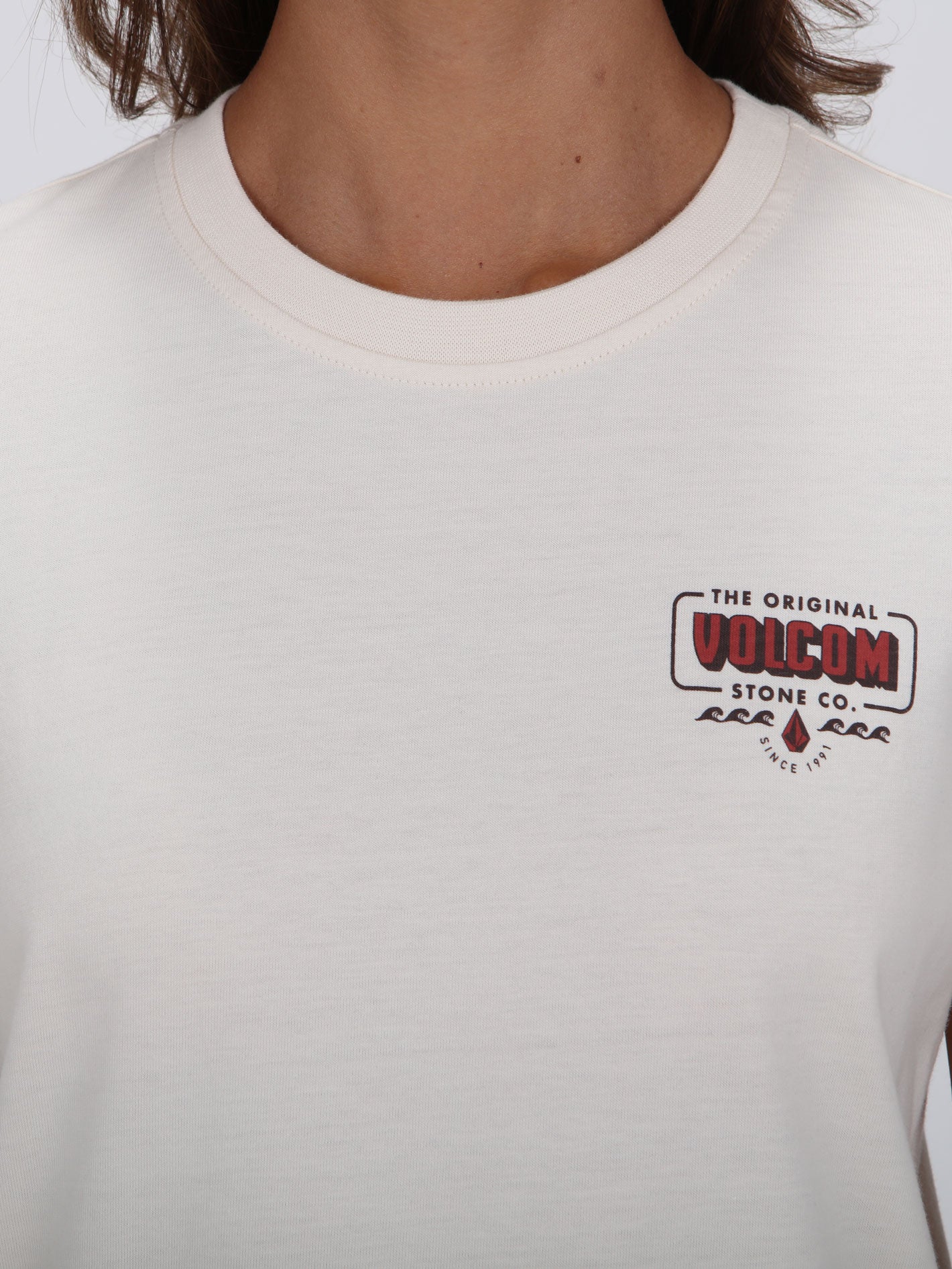 Volcom Lock It Up Tee Top - Bone