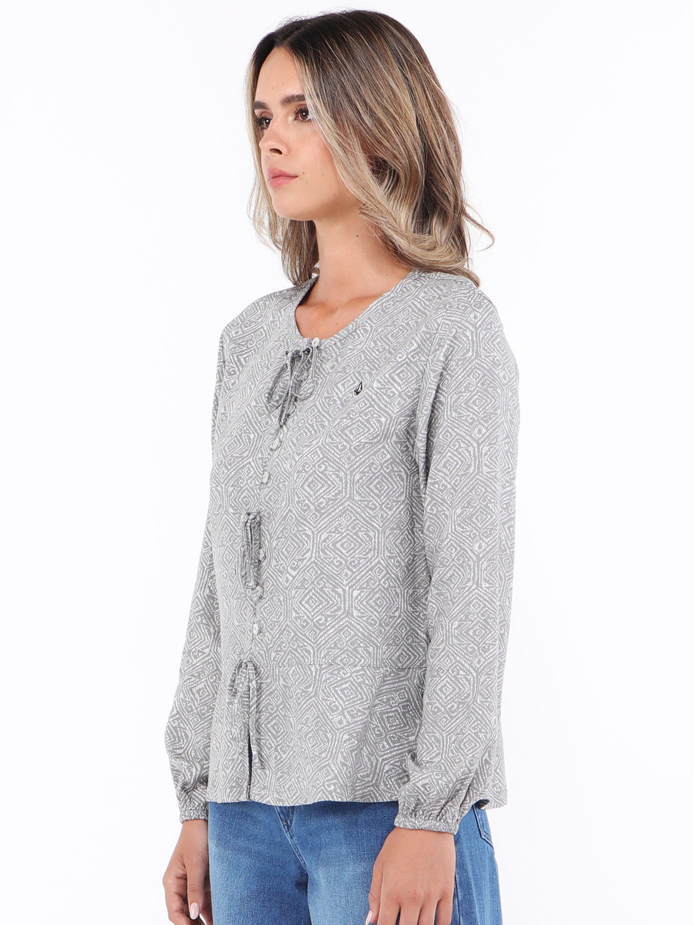 Volcom Throwin Down Long Sleeve Shirt - White Print