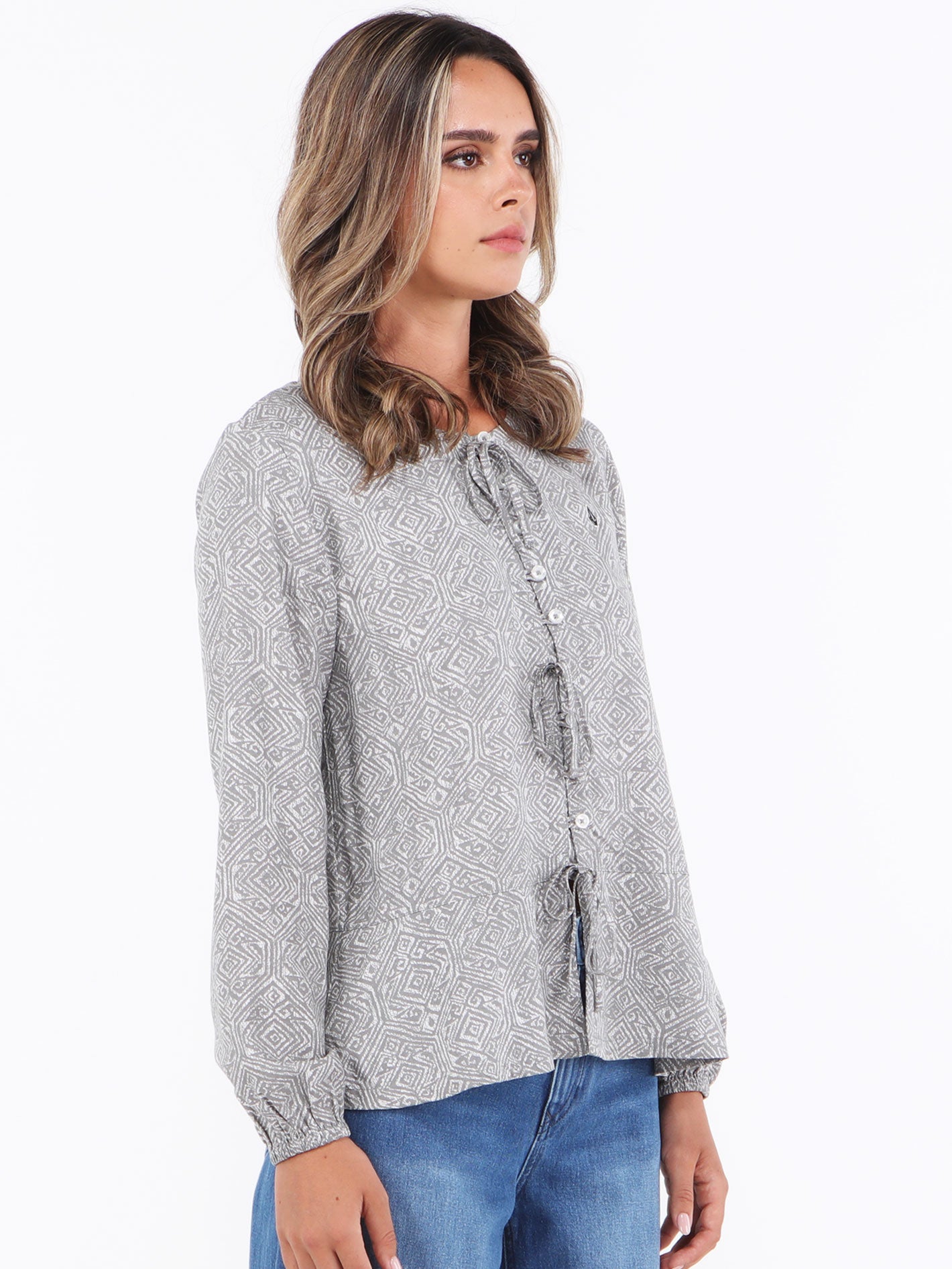 Volcom Throwin Down Long Sleeve Shirt - White Print