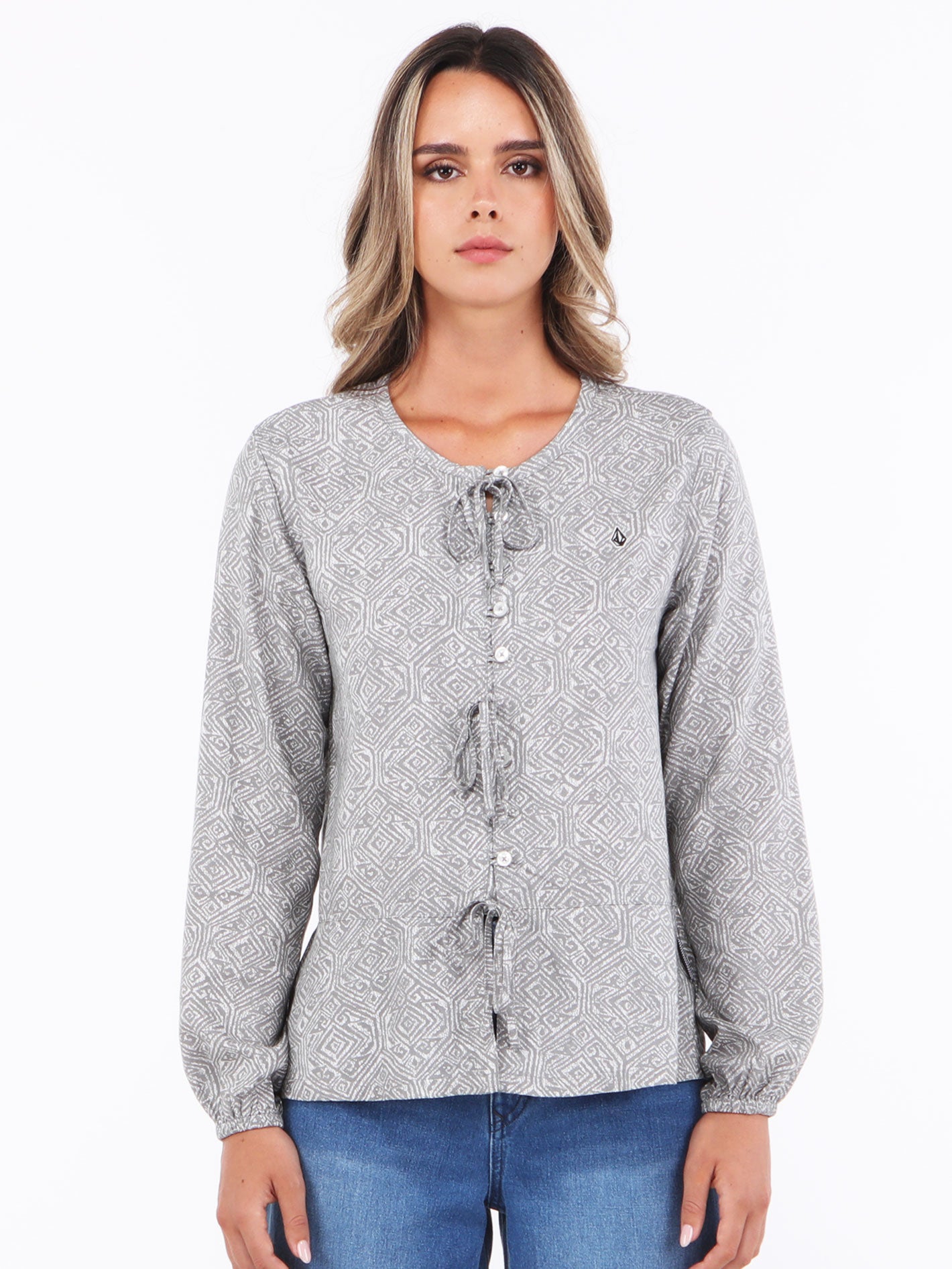 Volcom Throwin Down Long Sleeve Shirt - White Print