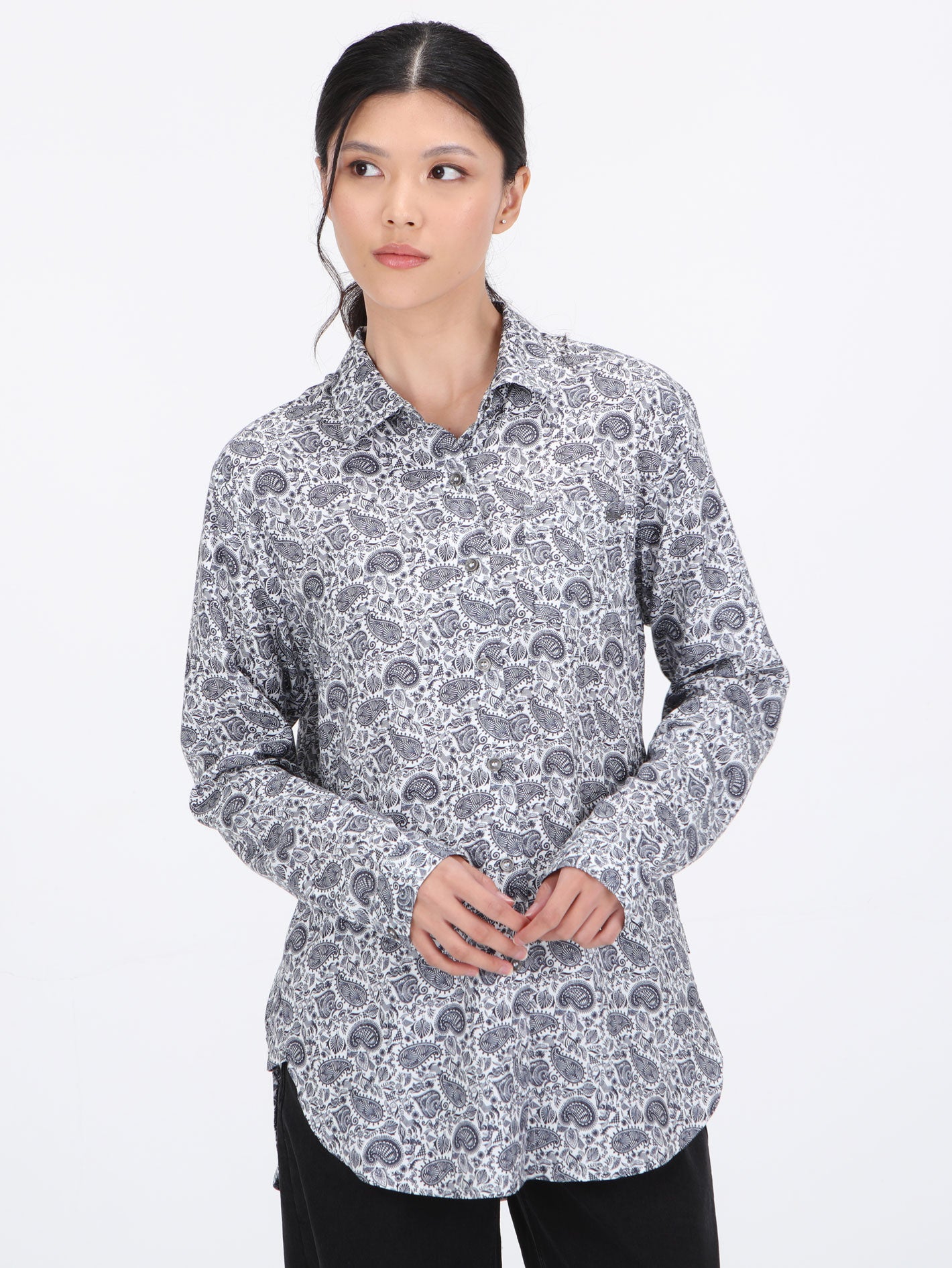 Paisley Long Sleeve Shirt - White