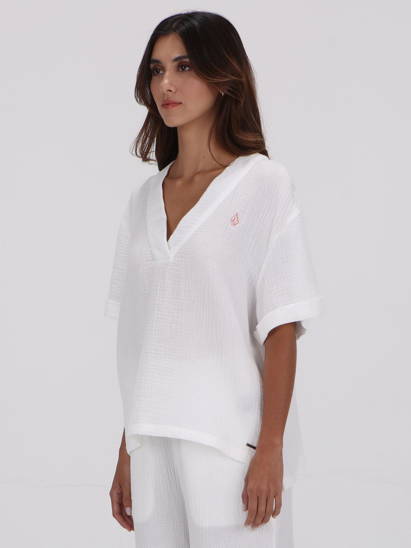 Volcom Stoneshine Vee Short Sleeve Top - Off White