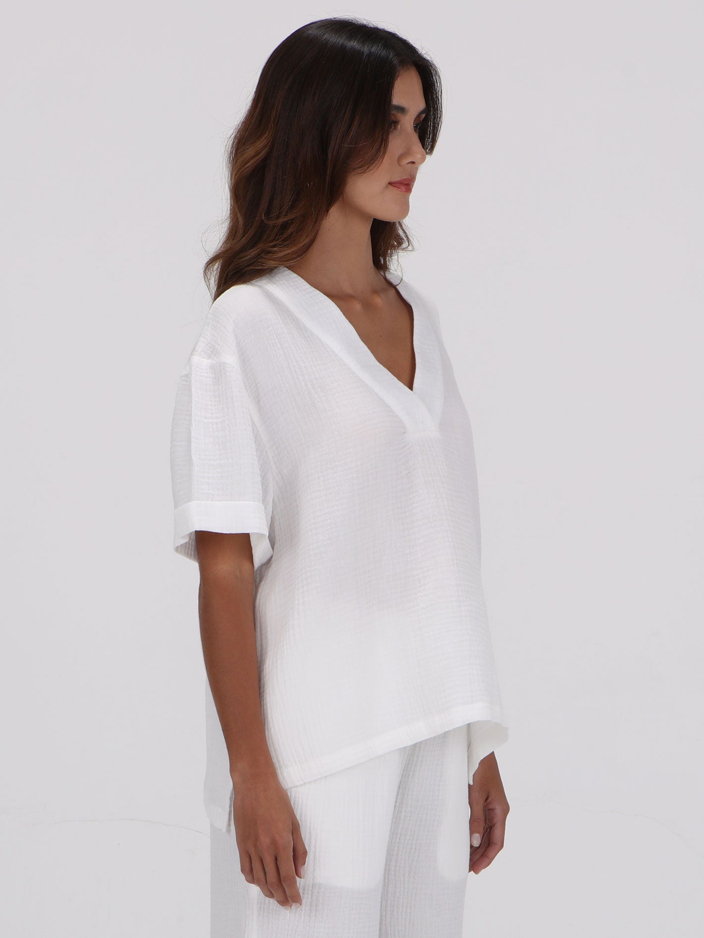 Volcom Stoneshine Vee Short Sleeve Top - Off White