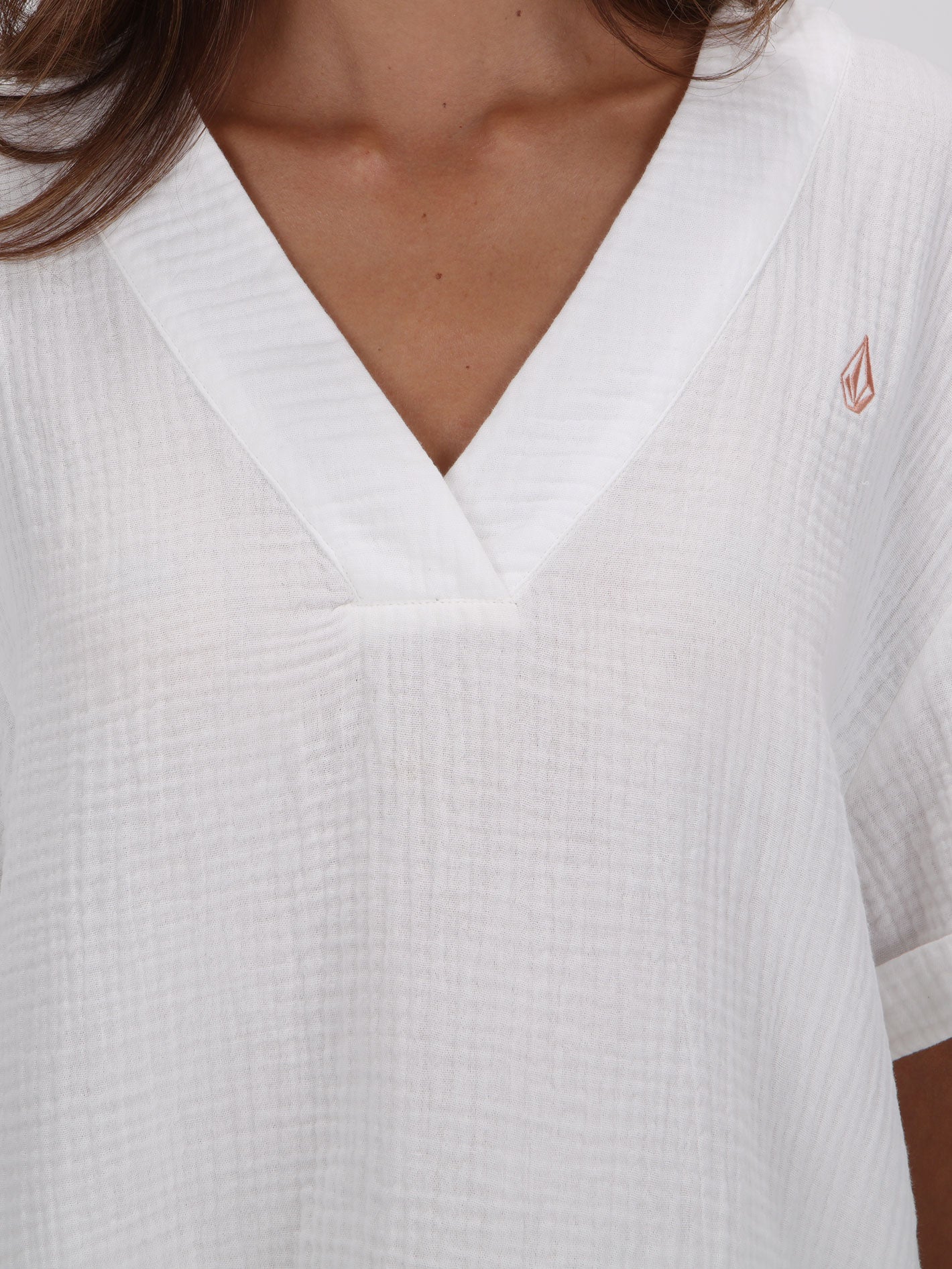 Volcom Stoneshine Vee Short Sleeve Top - Off White