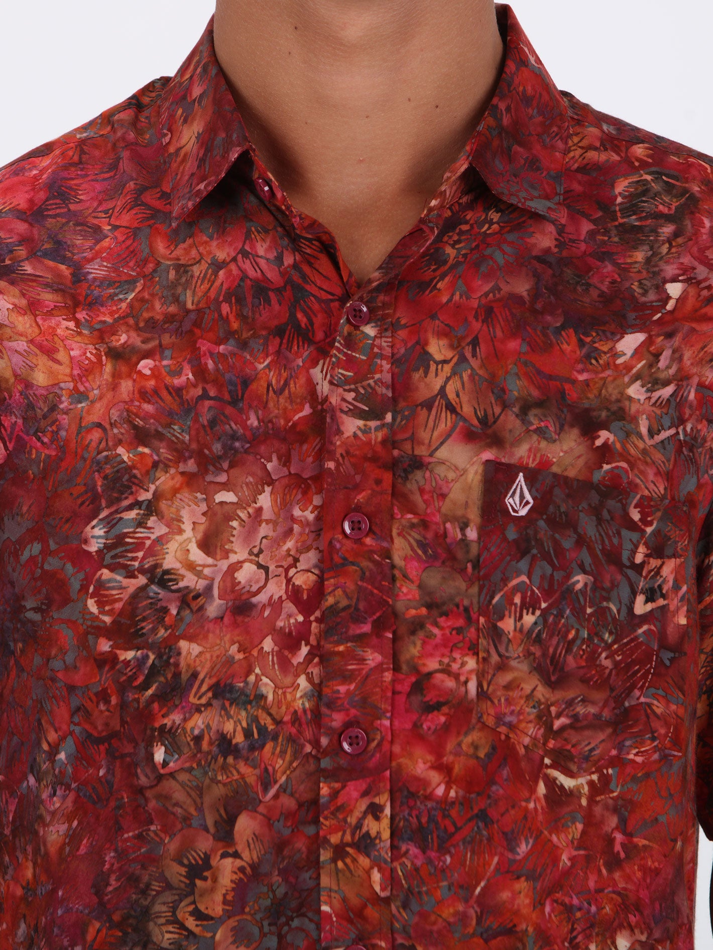 Volcom Batik Short Sleeve Shirt - Oxblood Red