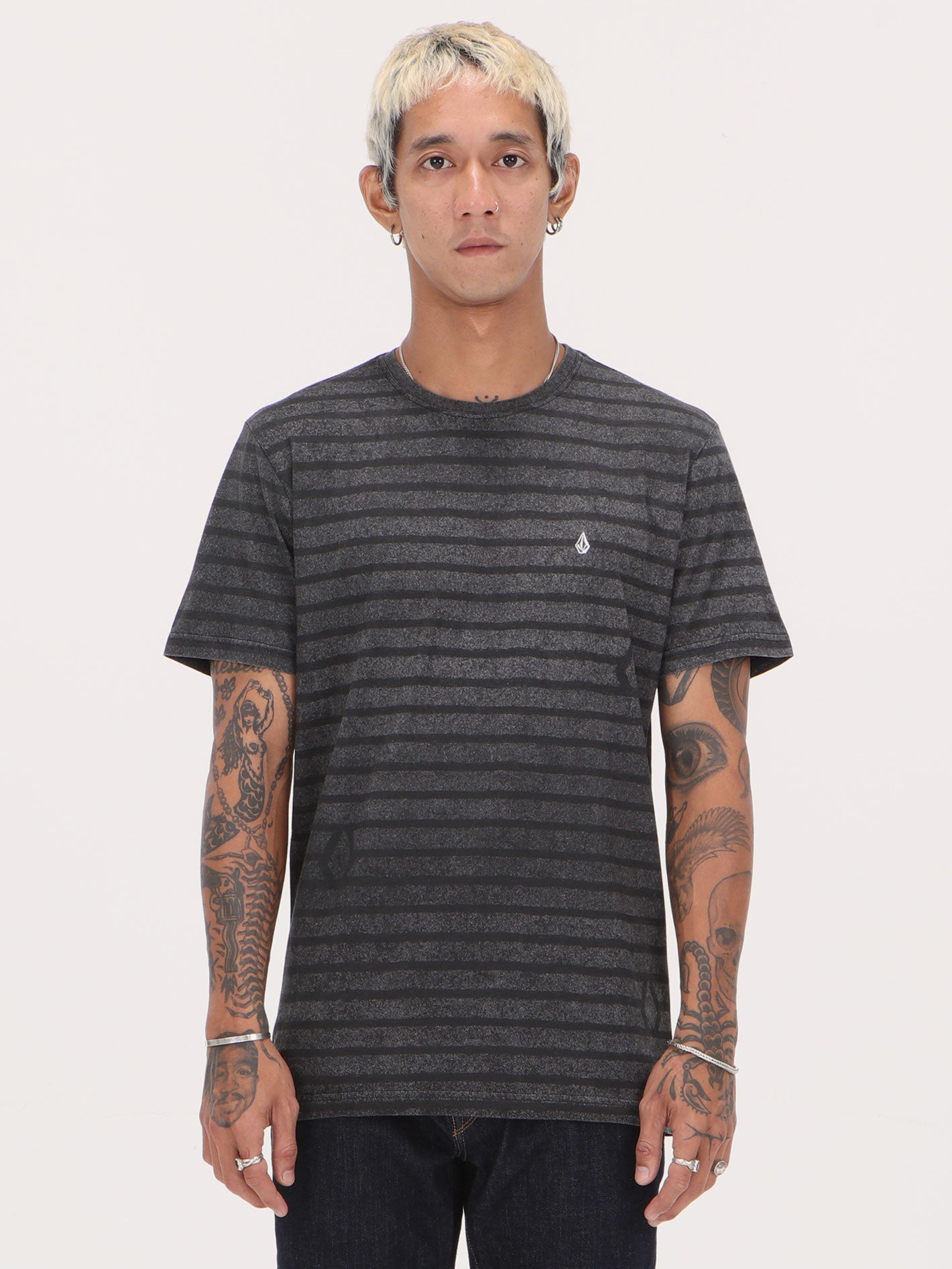 Volcom Stone Stripe Tee - Dark Grey
