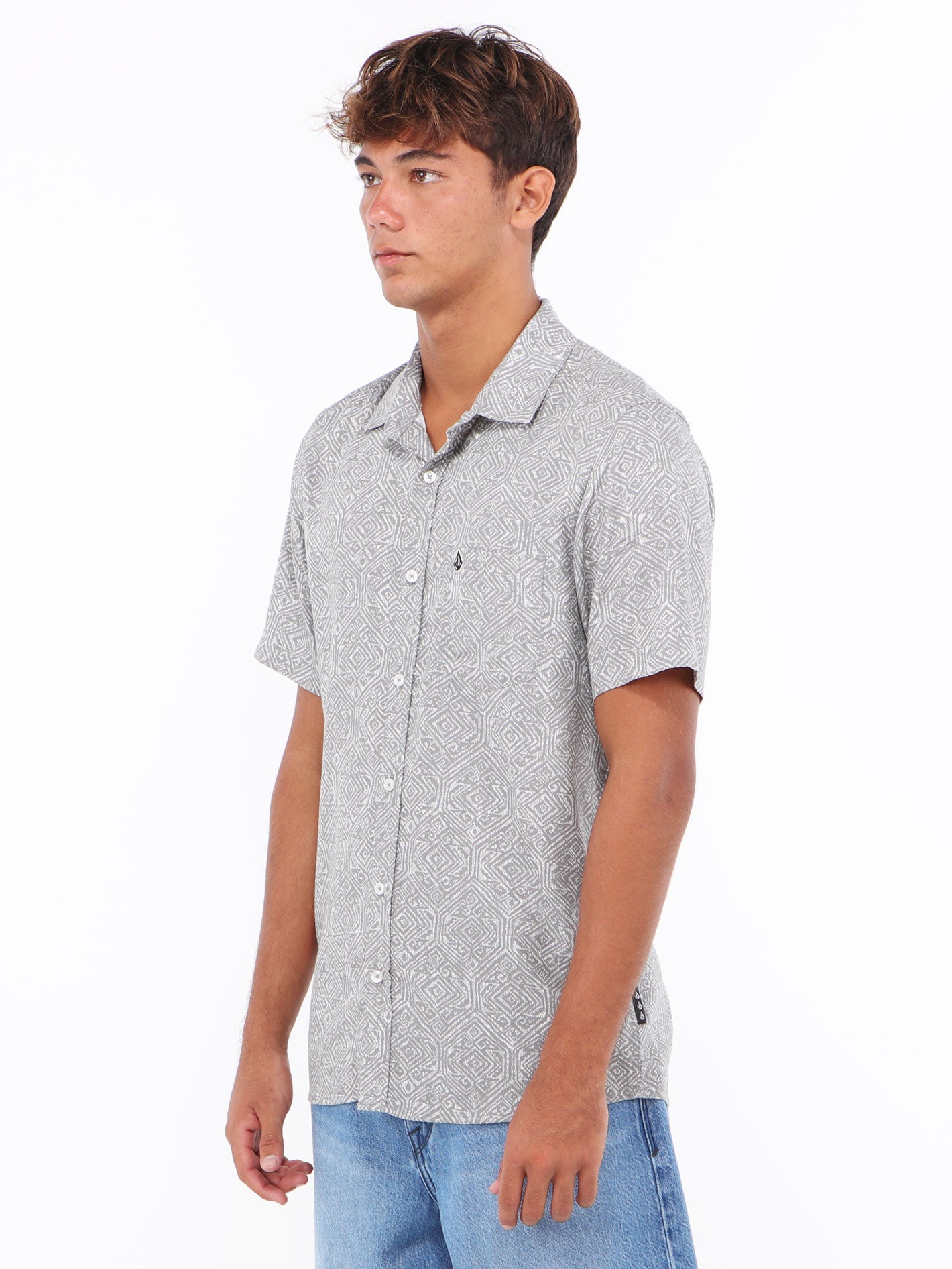 Volcom Throwin Down Short Sleeve Shirt - White Print