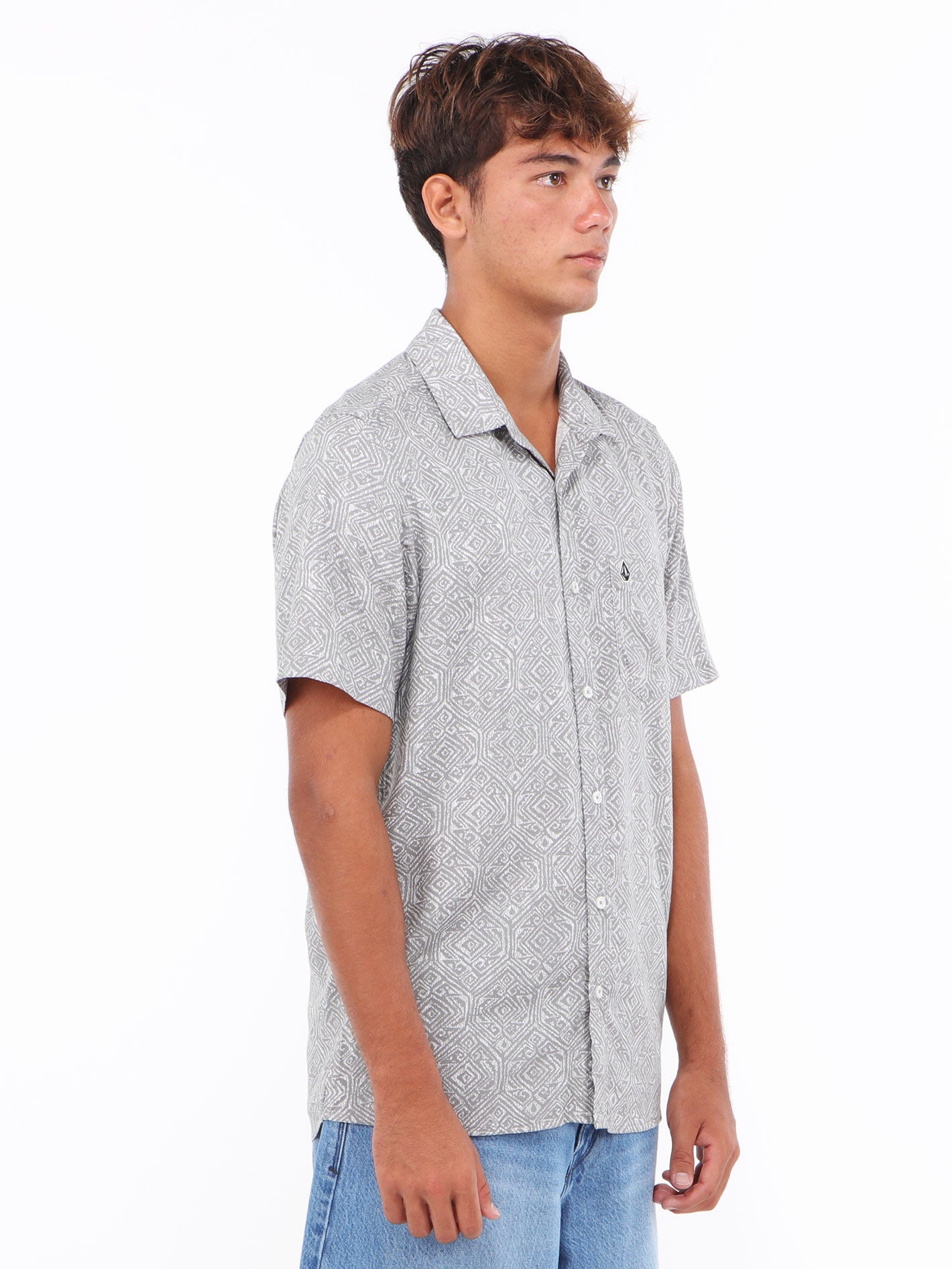 Volcom Throwin Down Short Sleeve Shirt - White Print