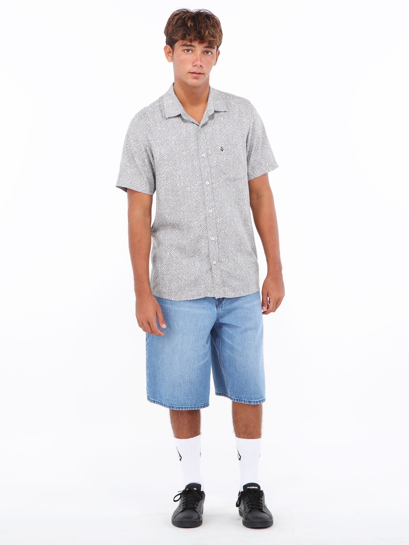 Volcom Throwin Down Short Sleeve Shirt - White Print