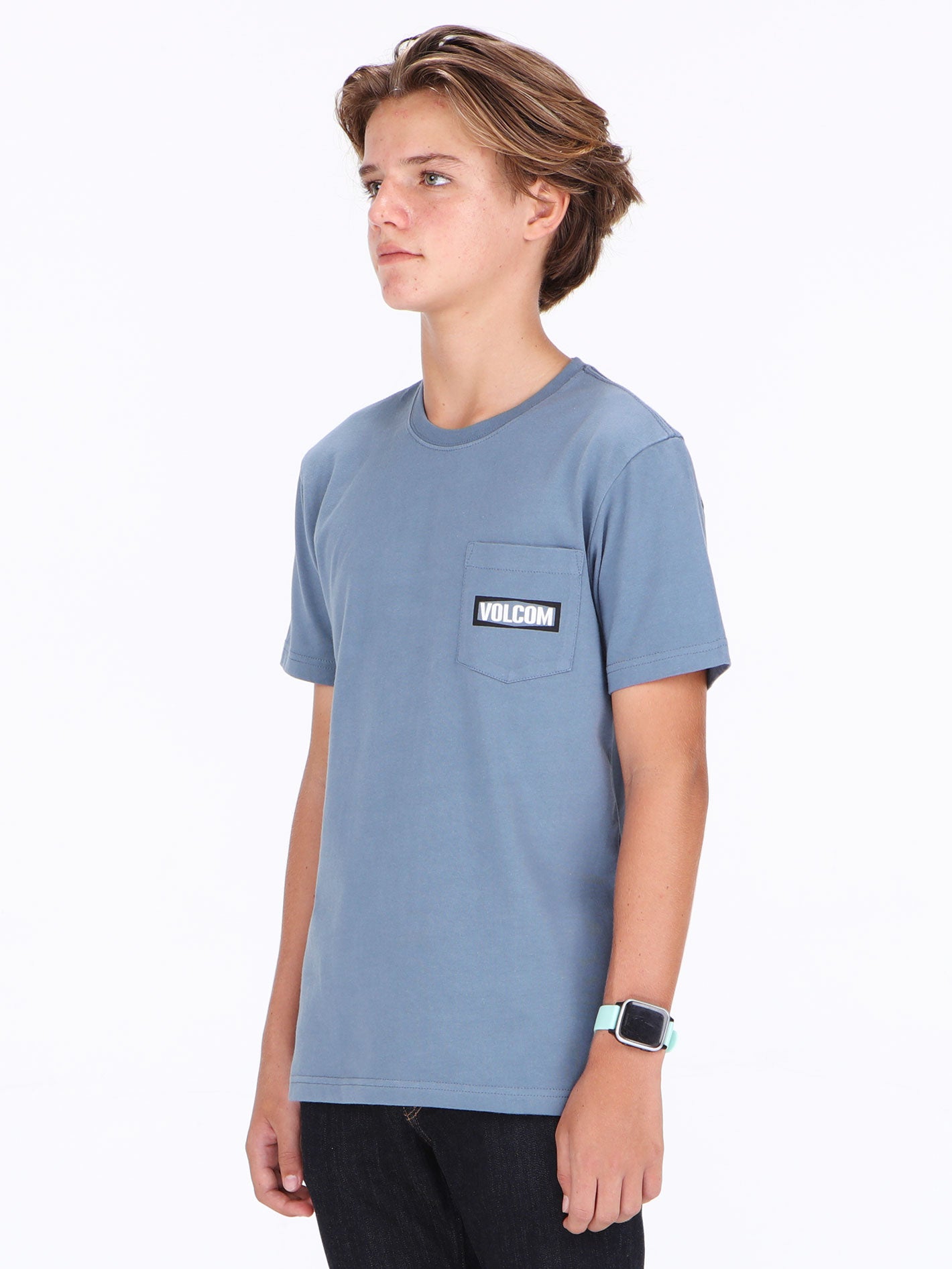 Volcom Big Boys Warning Pocket Tee - Blue Wash