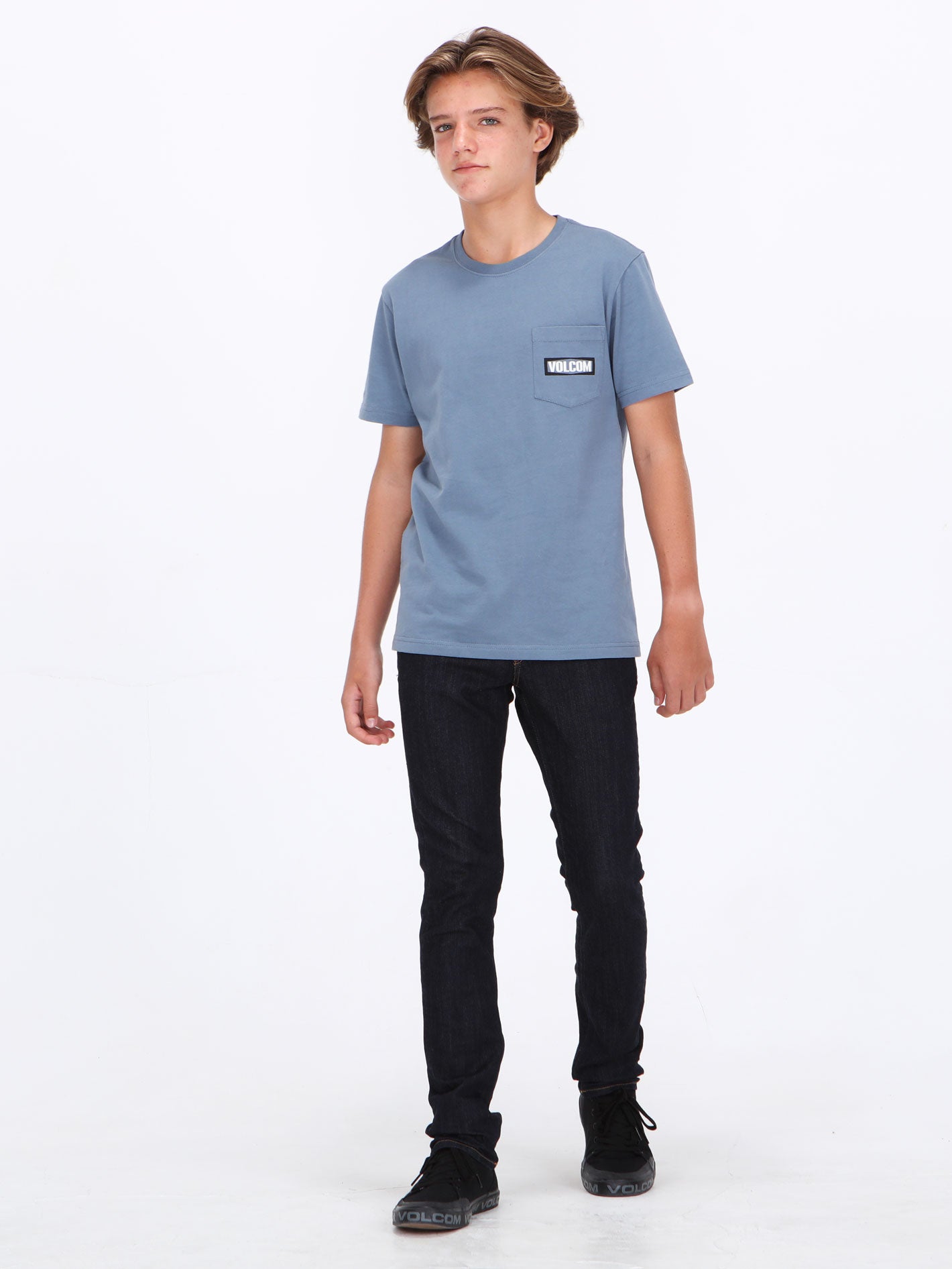 Volcom Big Boys Warning Pocket Tee - Blue Wash