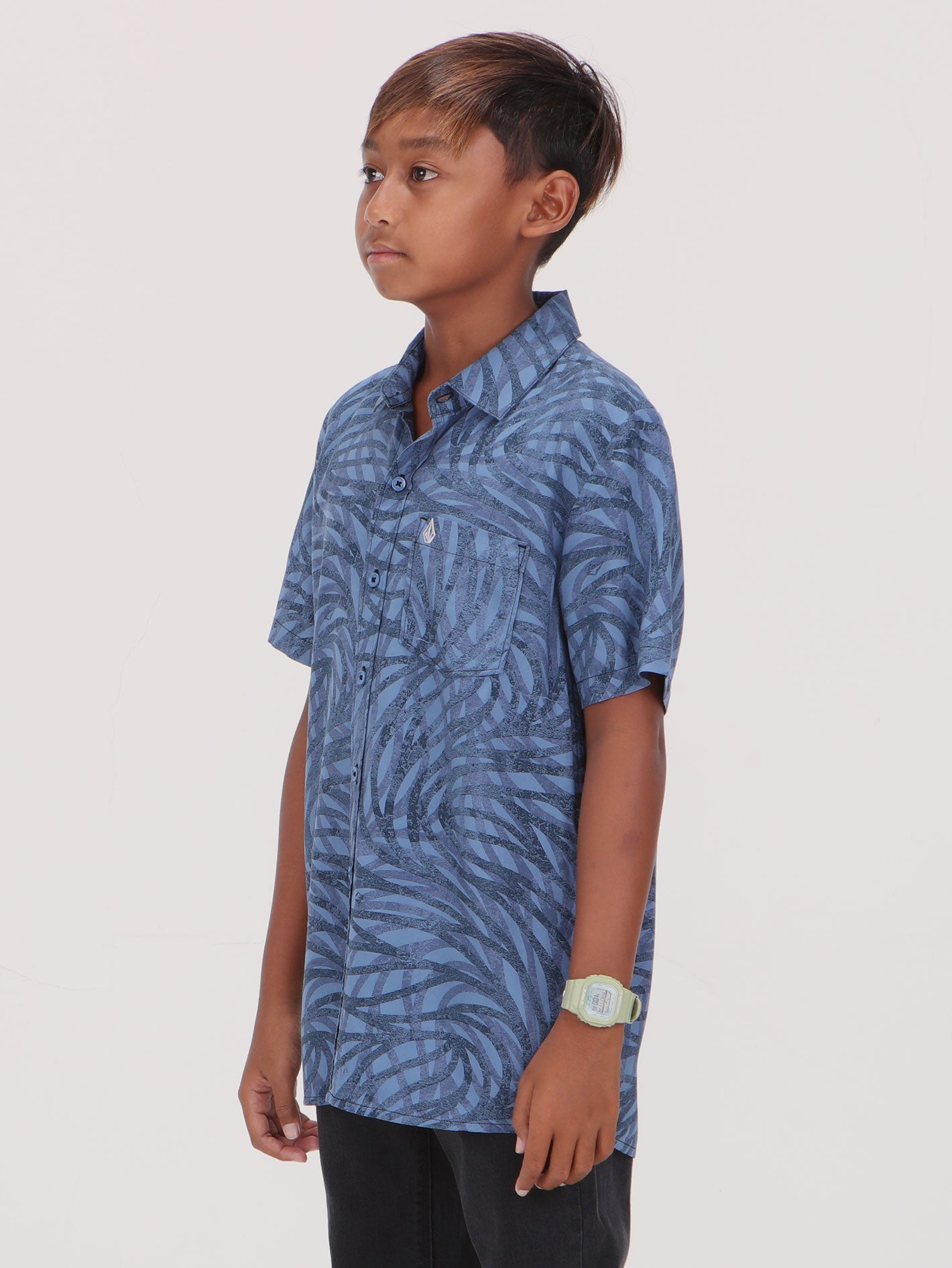 Volcom Big Boys Equal Short Sleeve Shirt - Blueberry