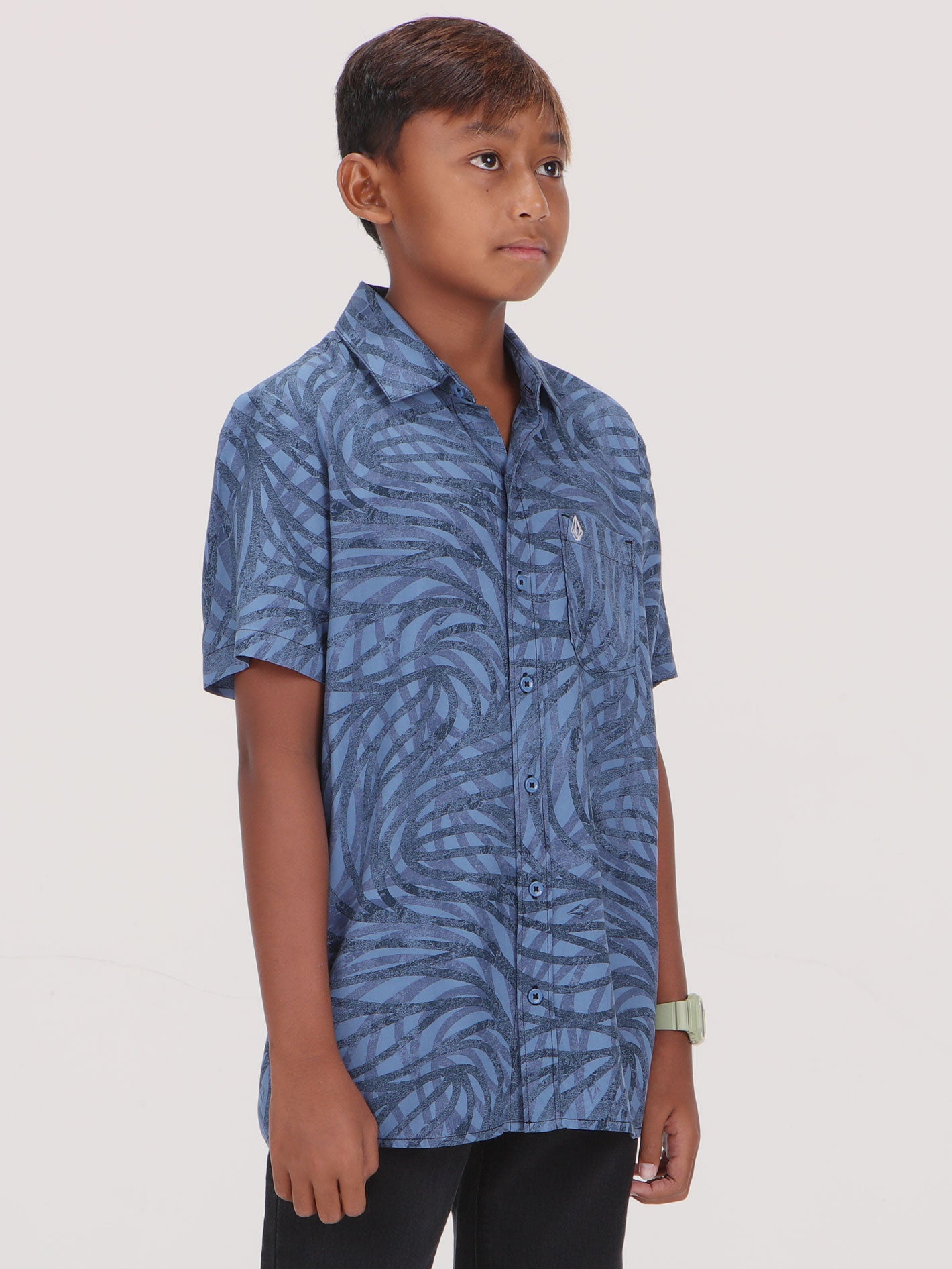 Volcom Big Boys Equal Short Sleeve Shirt - Blueberry