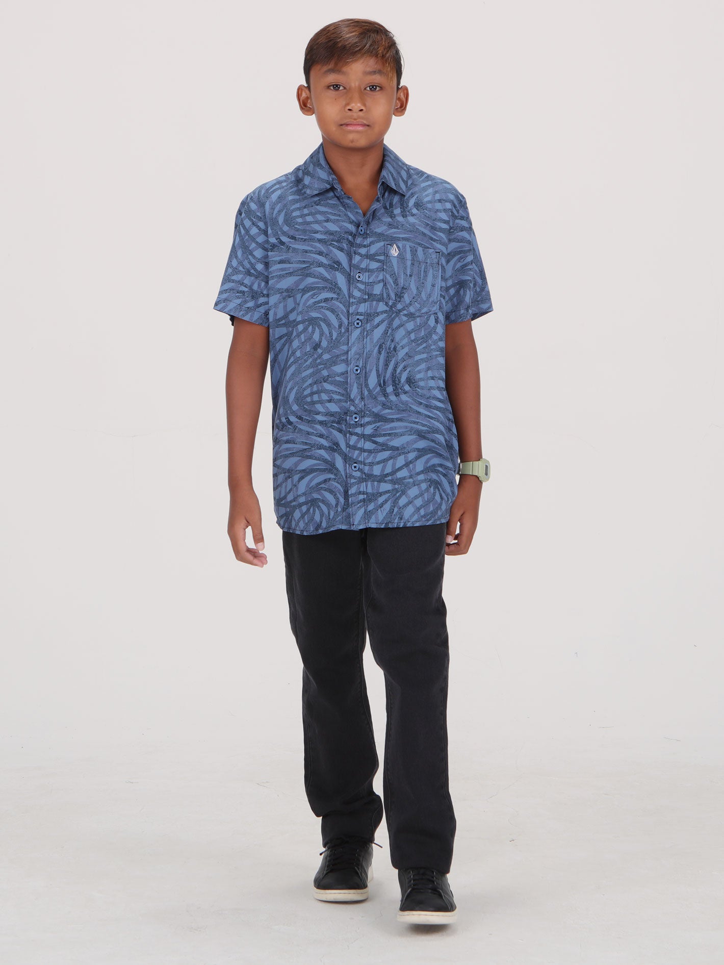 Volcom Big Boys Equal Short Sleeve Shirt - Blueberry
