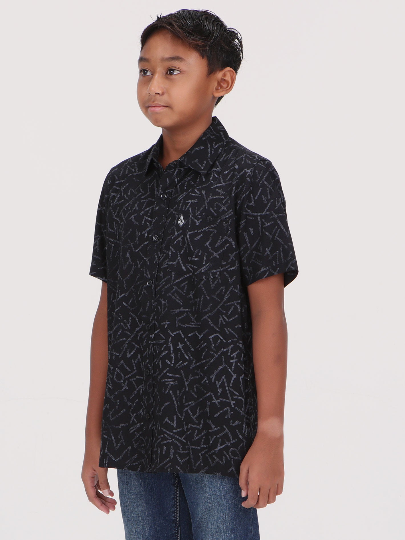 Volcom Big Boys Gusto Short Sleeve Shirt - Black