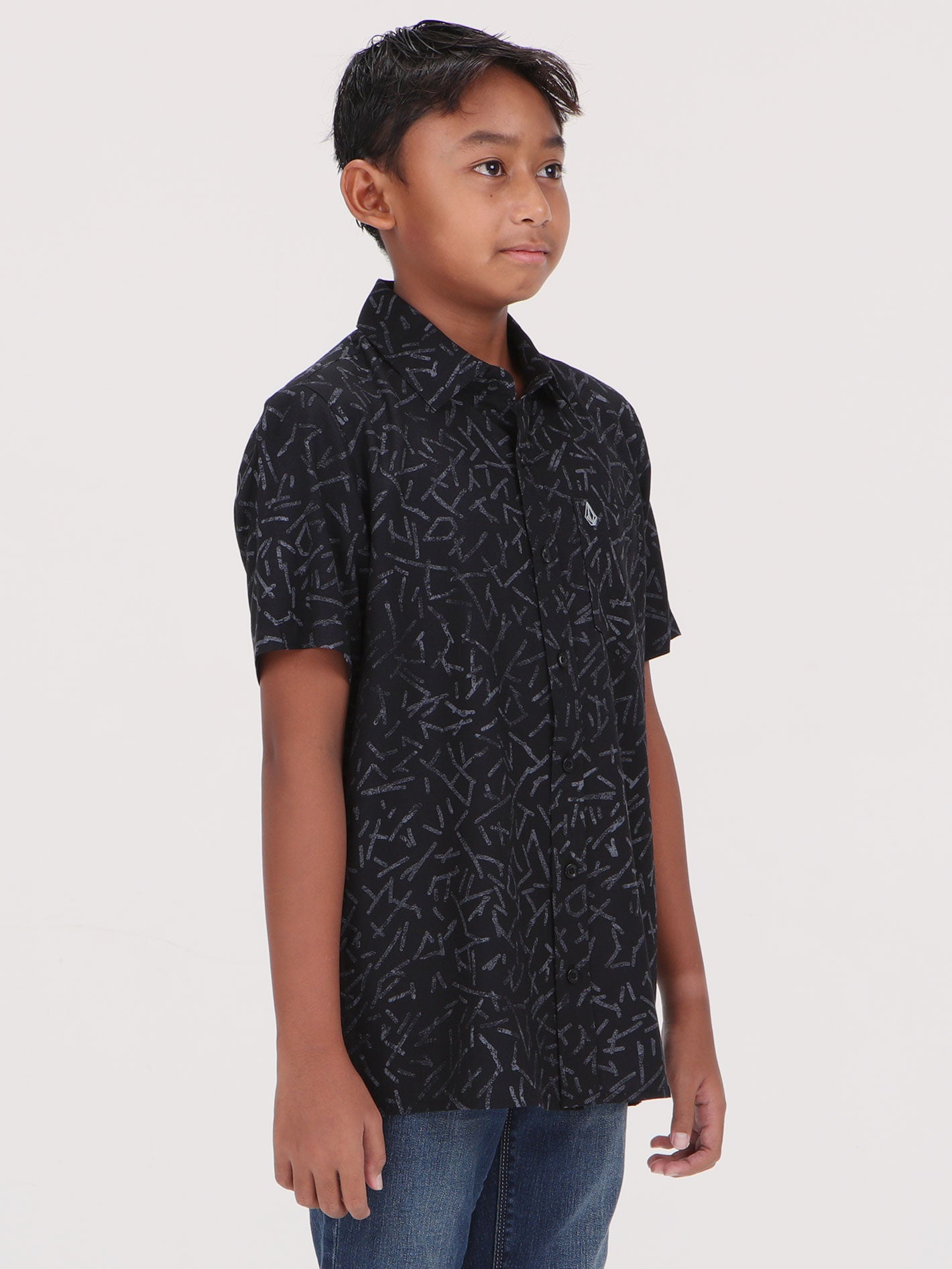 Volcom Big Boys Gusto Short Sleeve Shirt - Black