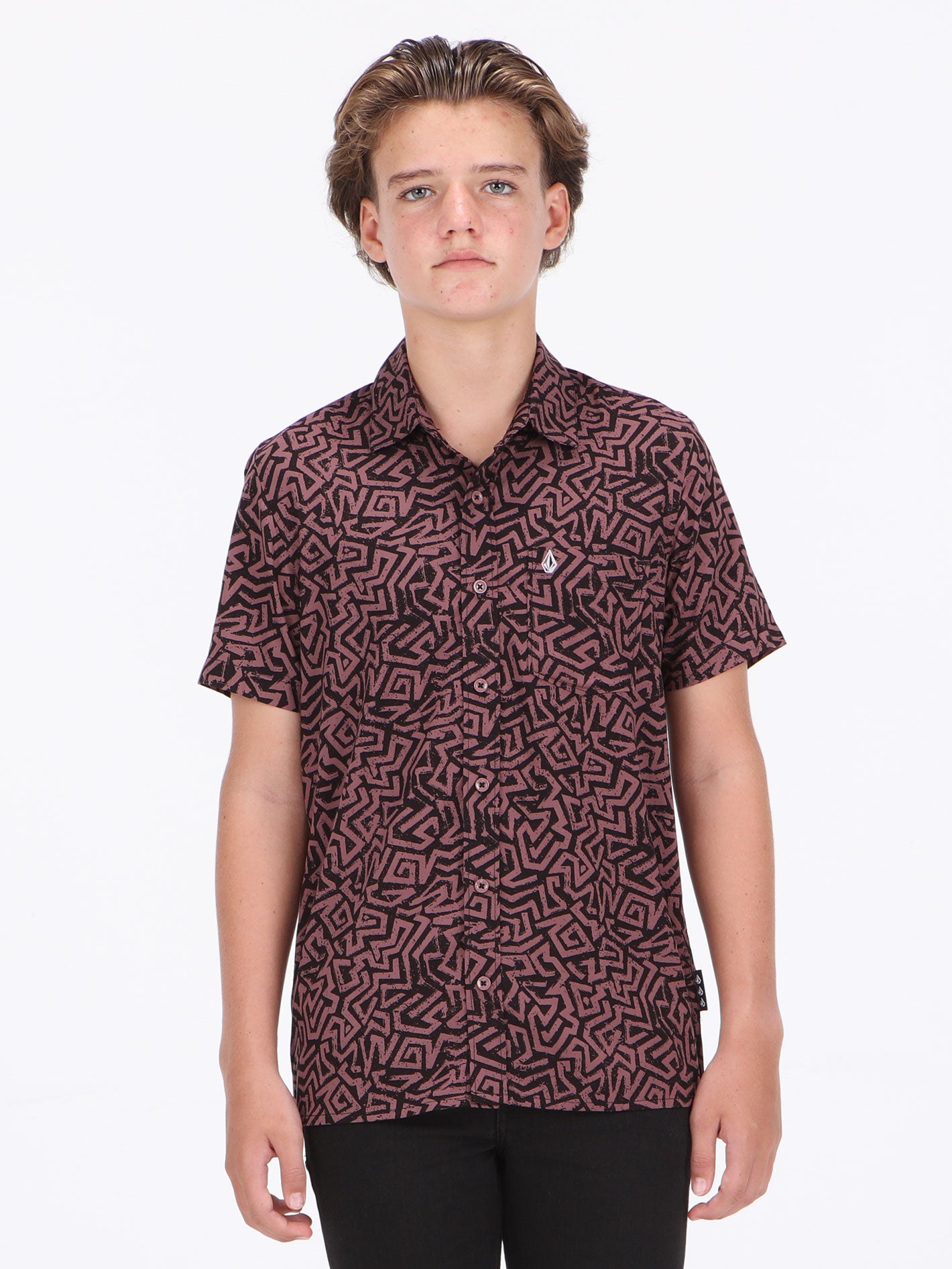 Volcom Big Boys Weave Short Sleeve Shirt - Pist Punch