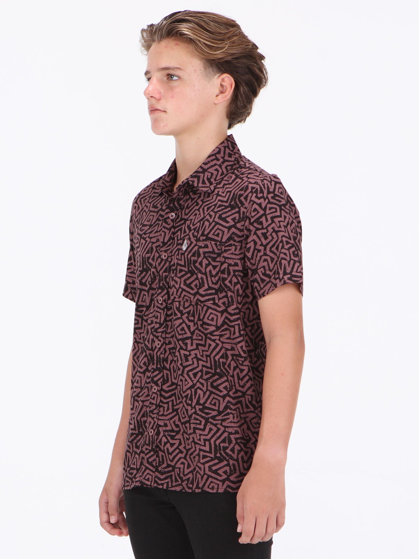 Volcom Big Boys Weave Short Sleeve Shirt - Pist Punch