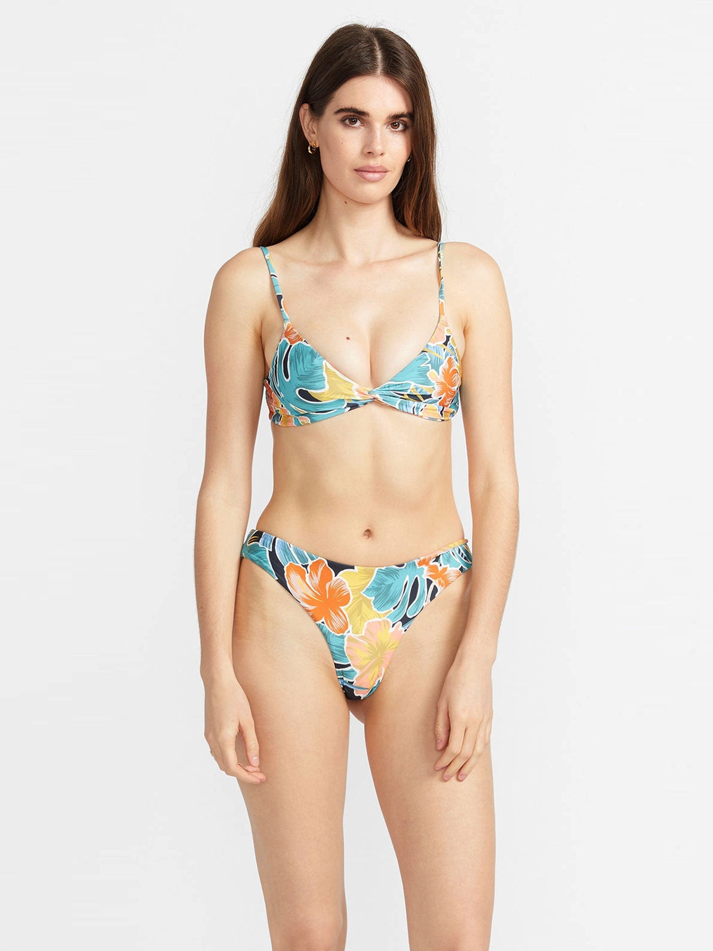 Volcom Take It Easy Vneck Twist Crop Bikini Top - Multi