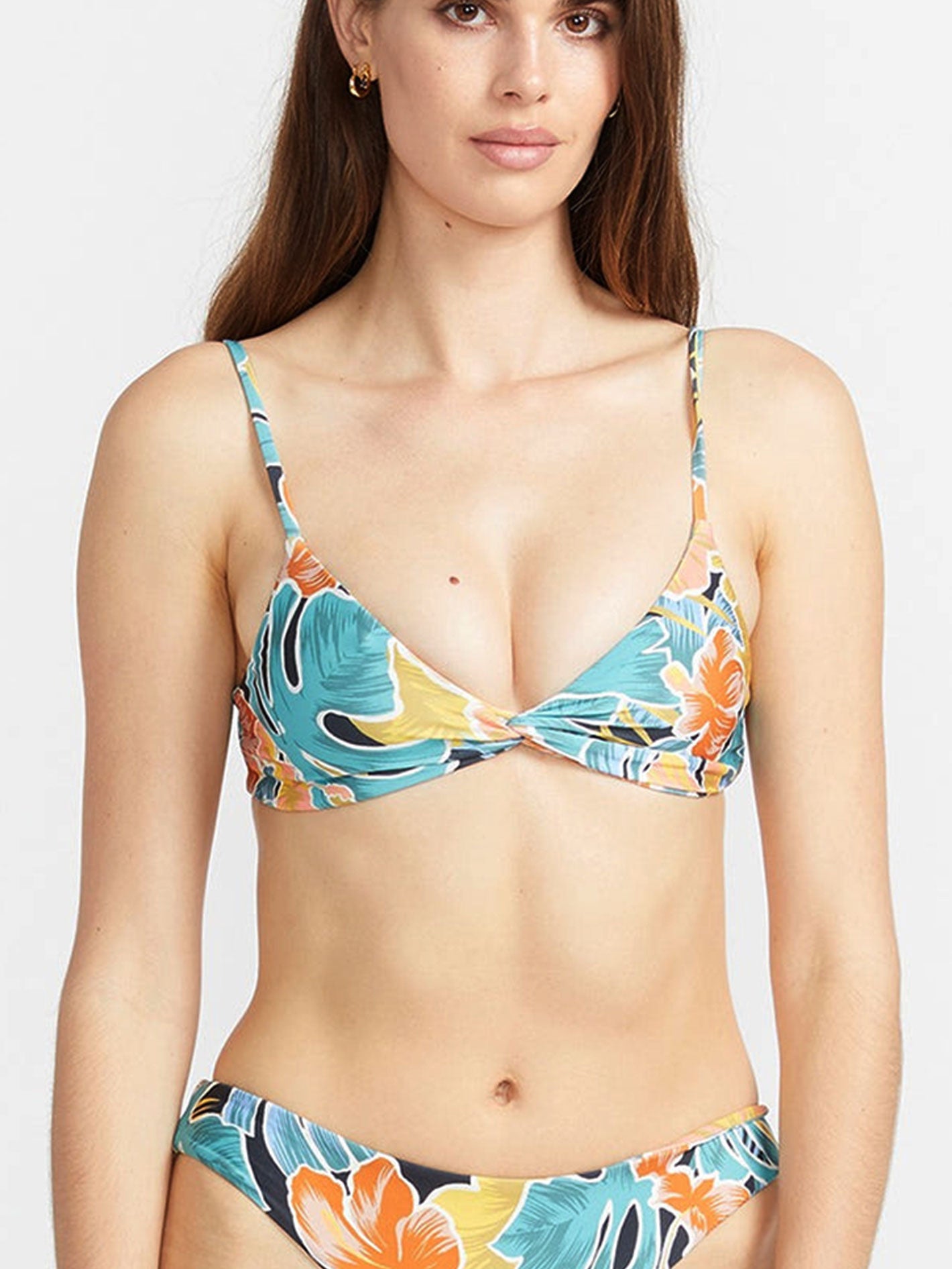 Volcom Take It Easy Vneck Twist Crop Bikini Top - Multi