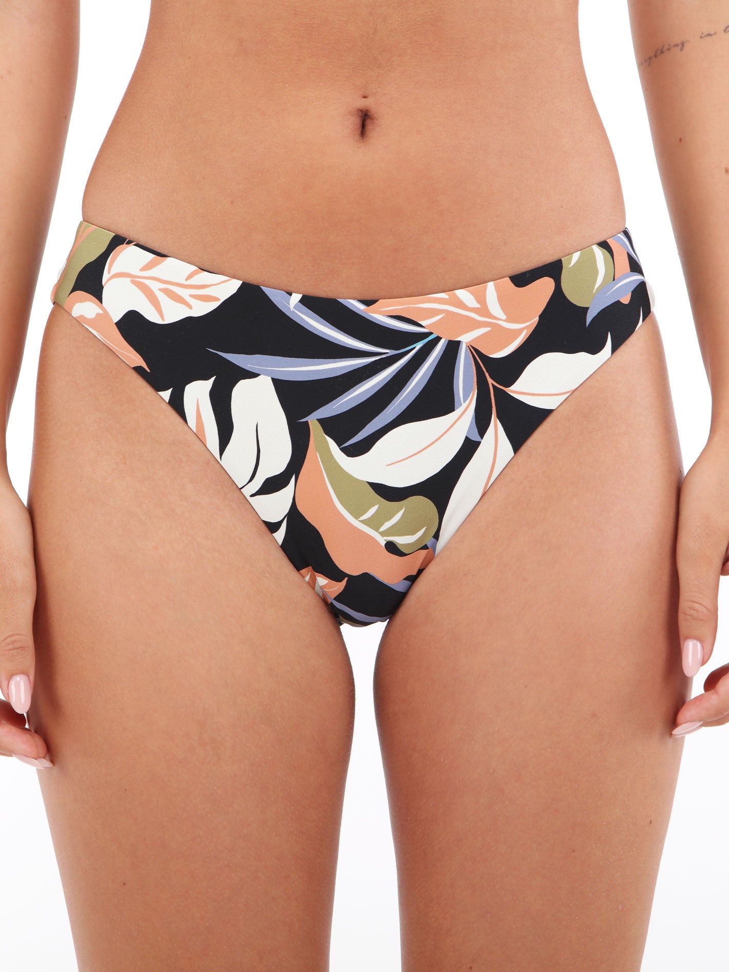 Volcom Distant Tropic Hipster Cheekini Bikini Top - Black Multi