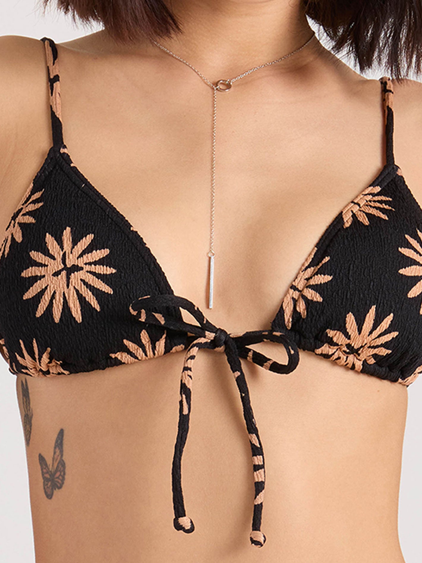 Volcom Bright & Sol Tie Front Triangle Top  - Black Bronze
