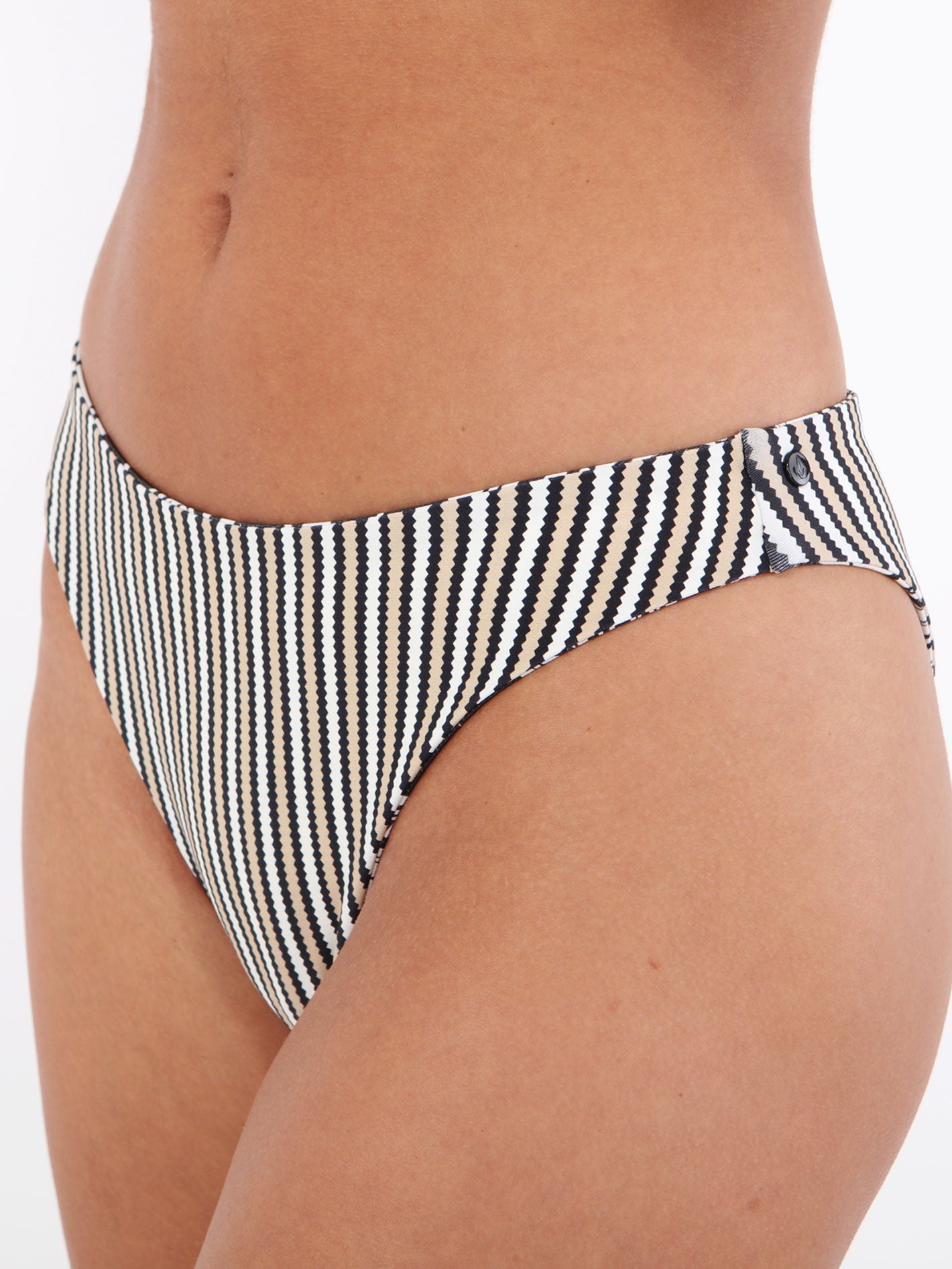 Volcom Hibiscus Diamond Midrise Skimpy Reversible Bikini Bottom - Black Ecru