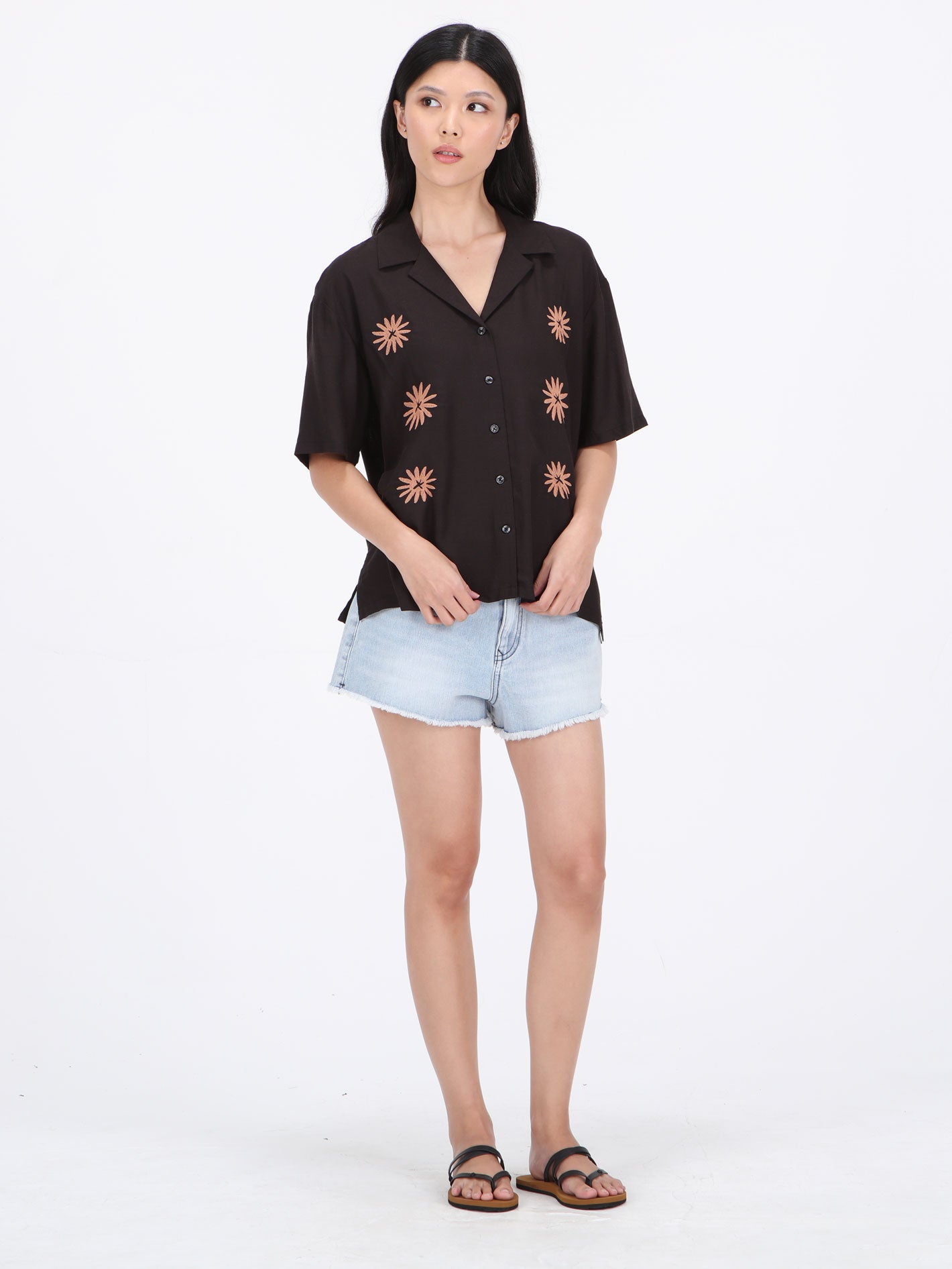 Volcom Emb Midnite Ramble Top  - Vintage Black
