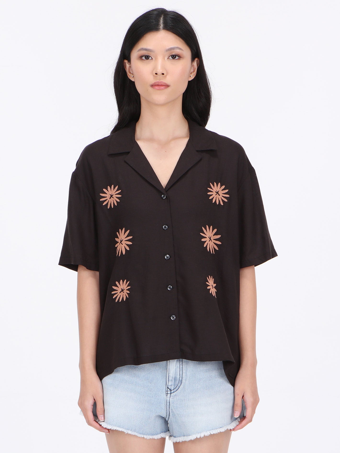 Volcom Emb Midnite Ramble Top  - Vintage Black