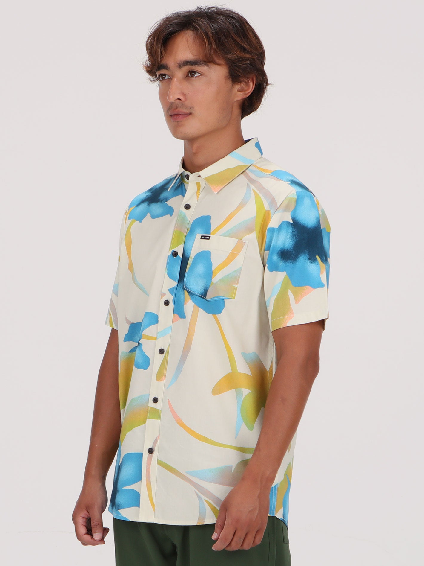 Volcom Tracers Floral Short Sleeve Shirt - Light Beige