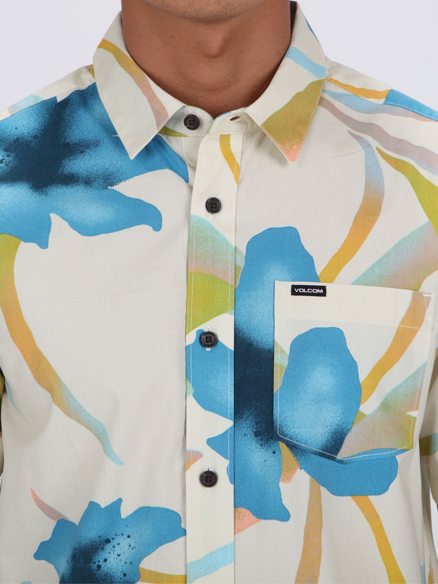 Volcom Tracers Floral Short Sleeve Shirt - Light Beige