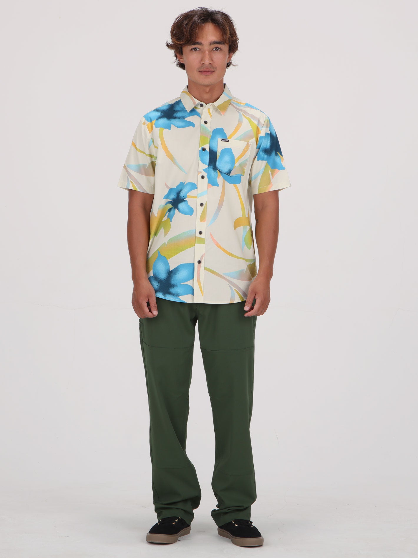 Volcom Tracers Floral Short Sleeve Shirt - Light Beige