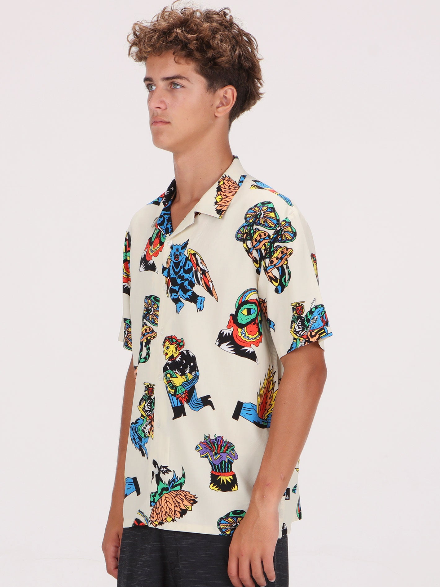 Volcom Fa Bob Mollema Short Sleeve Shirt - Light Beige