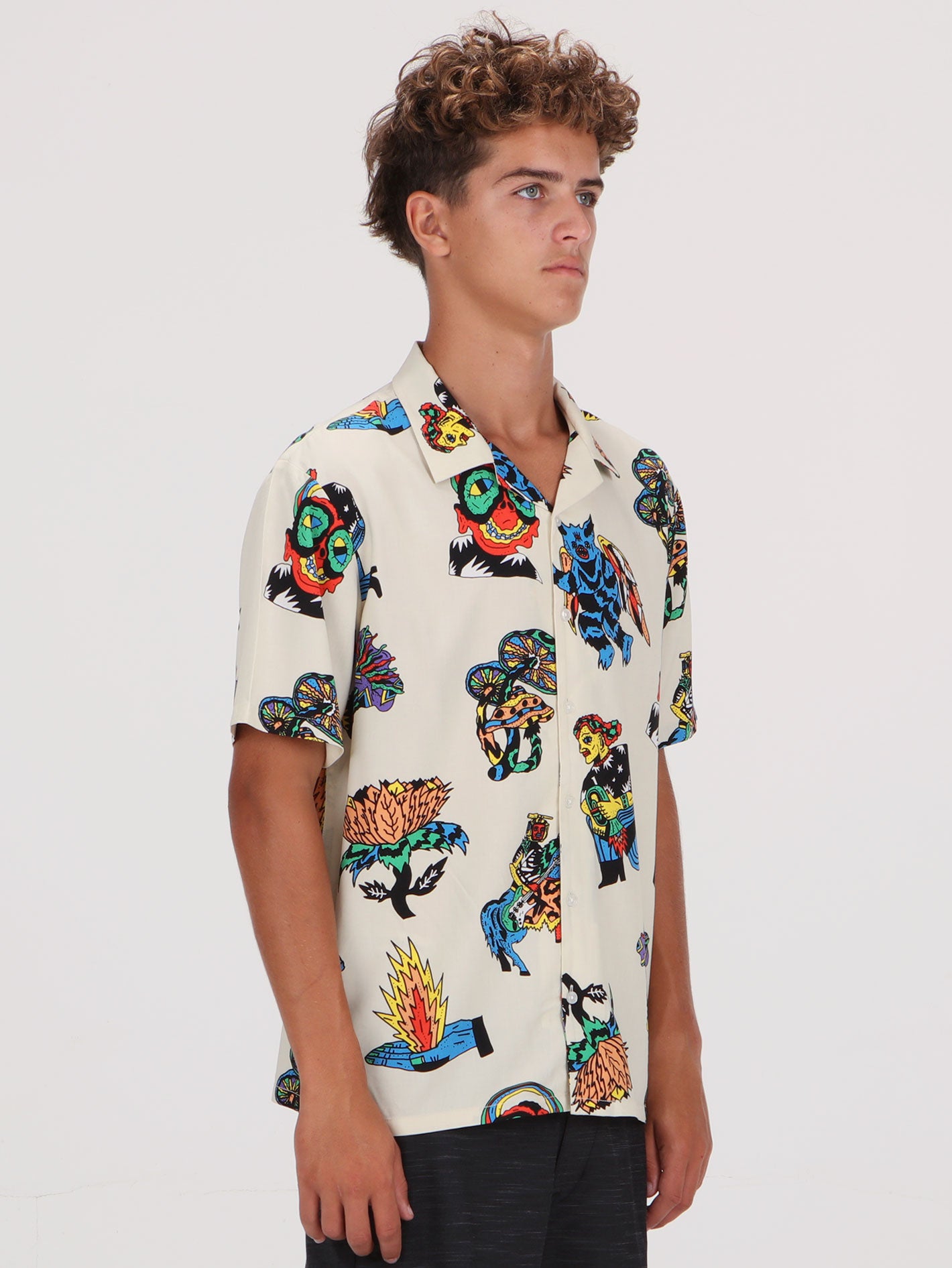 Volcom Fa Bob Mollema Short Sleeve Shirt - Light Beige