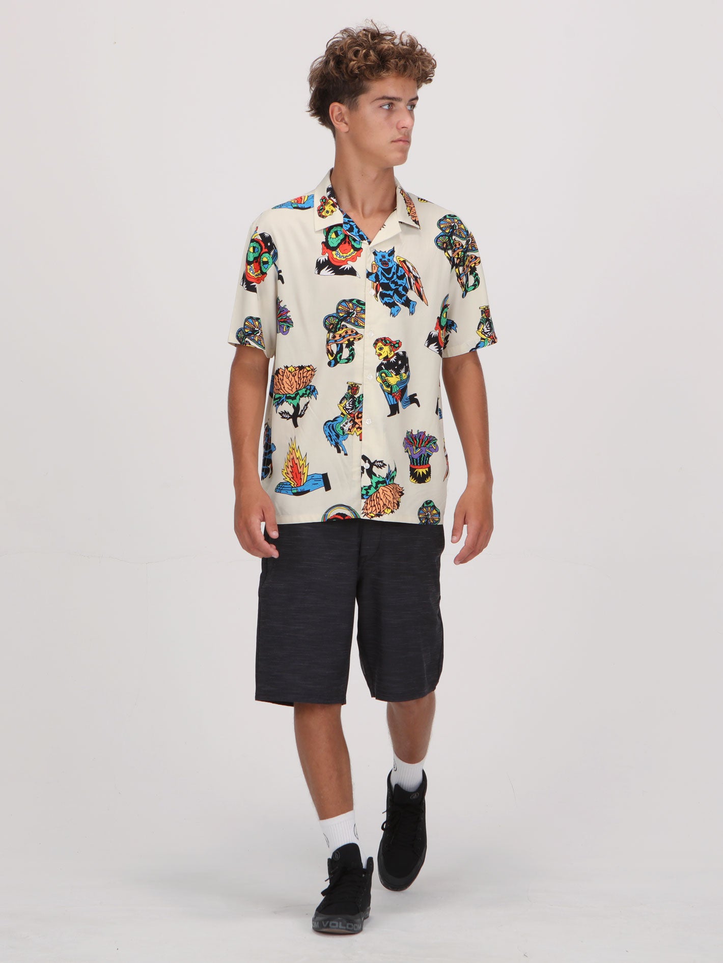 Volcom Fa Bob Mollema Short Sleeve Shirt - Light Beige